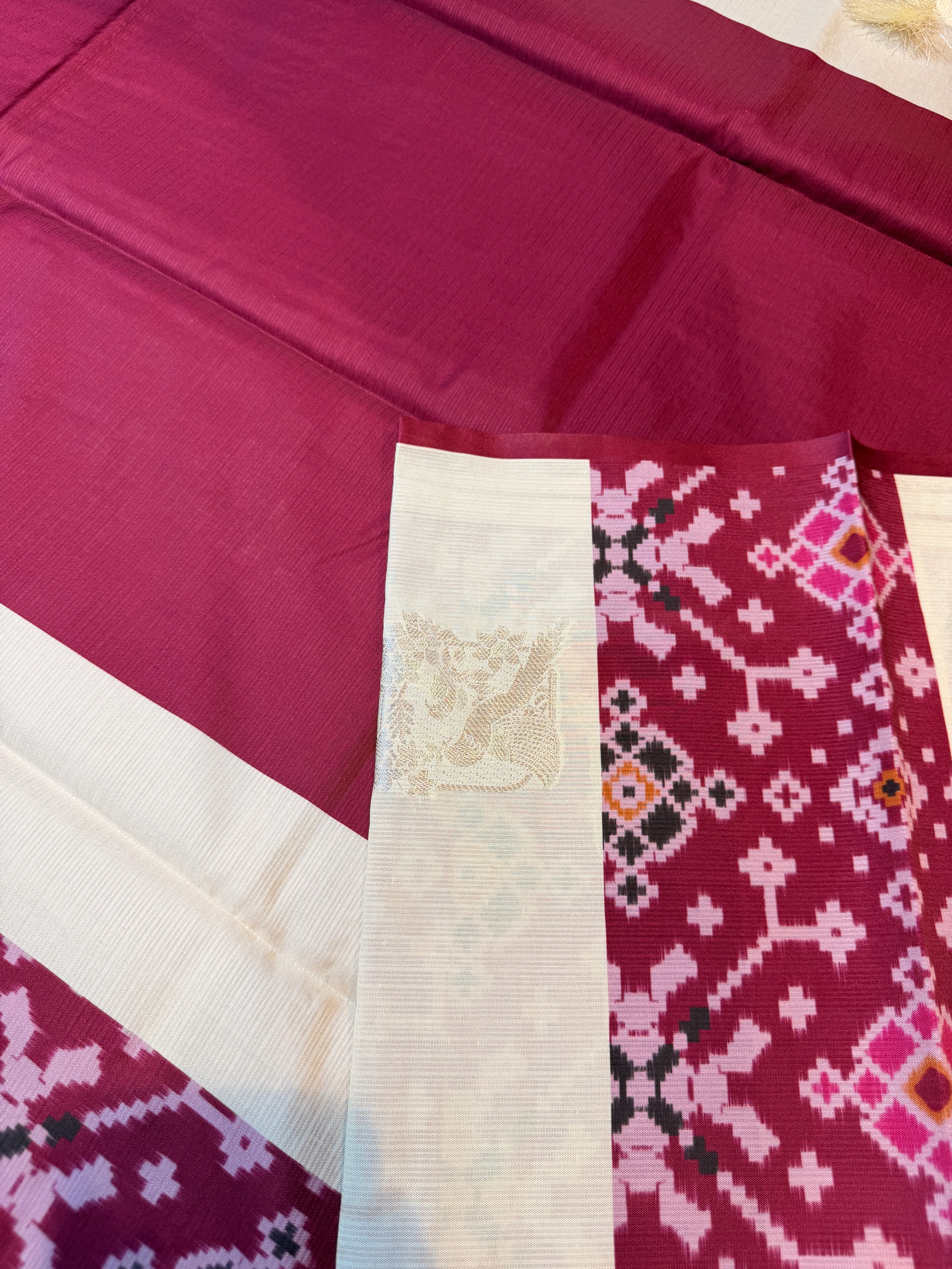 Premium Semi Pochampalli Silk-Wine