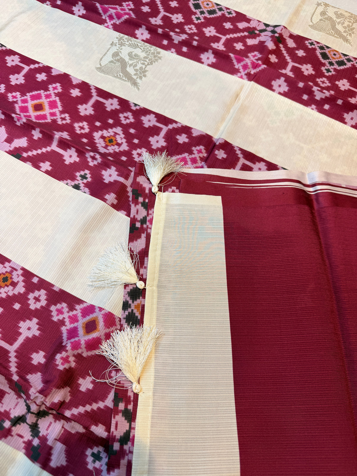 Premium Semi Pochampalli Silk-Wine