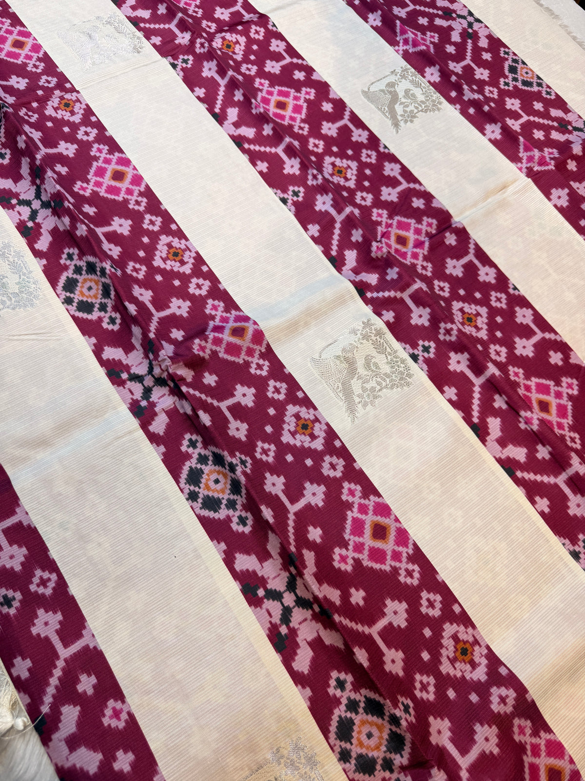 Premium Semi Pochampalli Silk-Wine