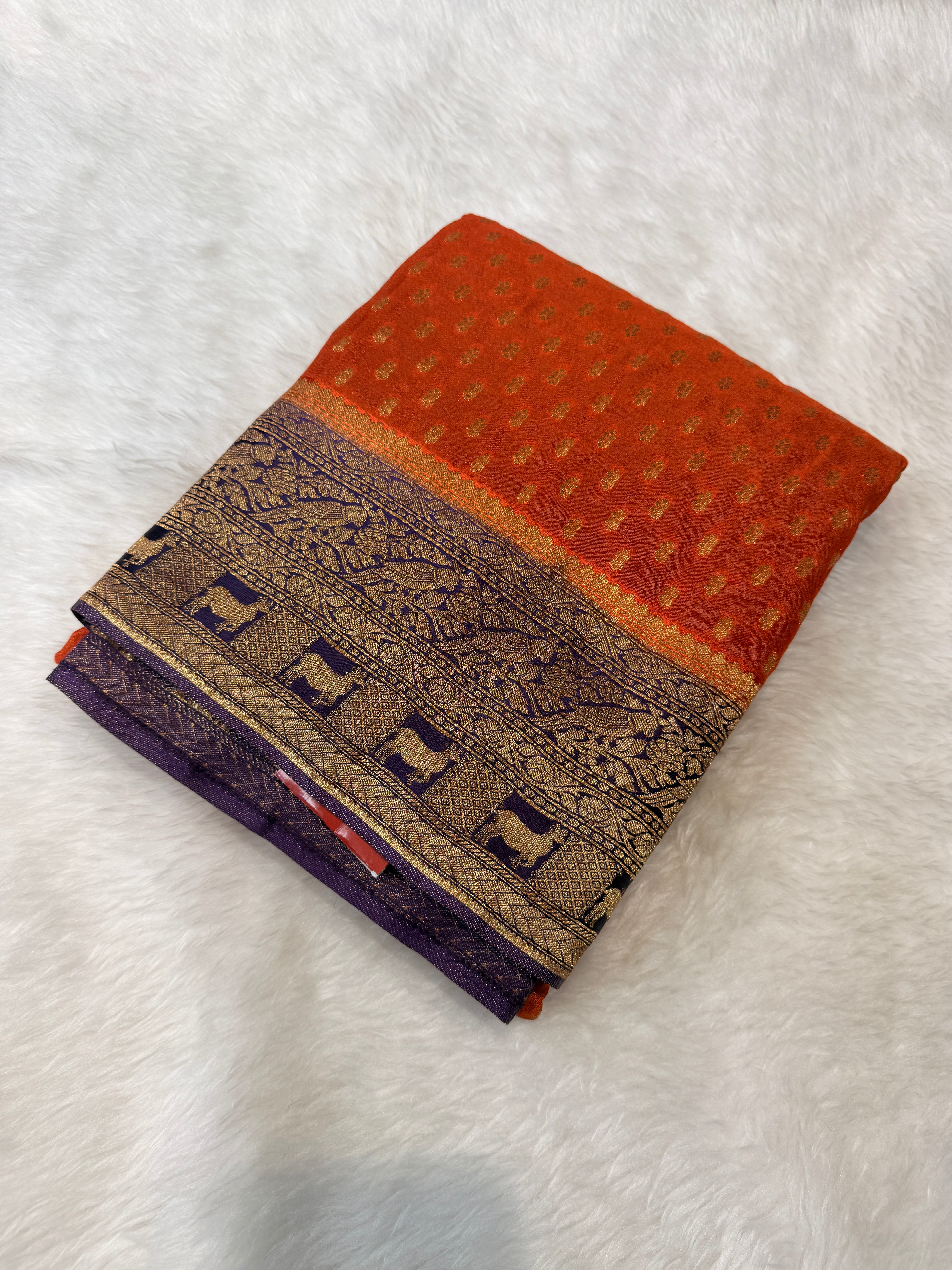 Banaras Crepe Silk- Orange