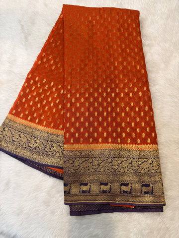Banaras Crepe Silk- Orange