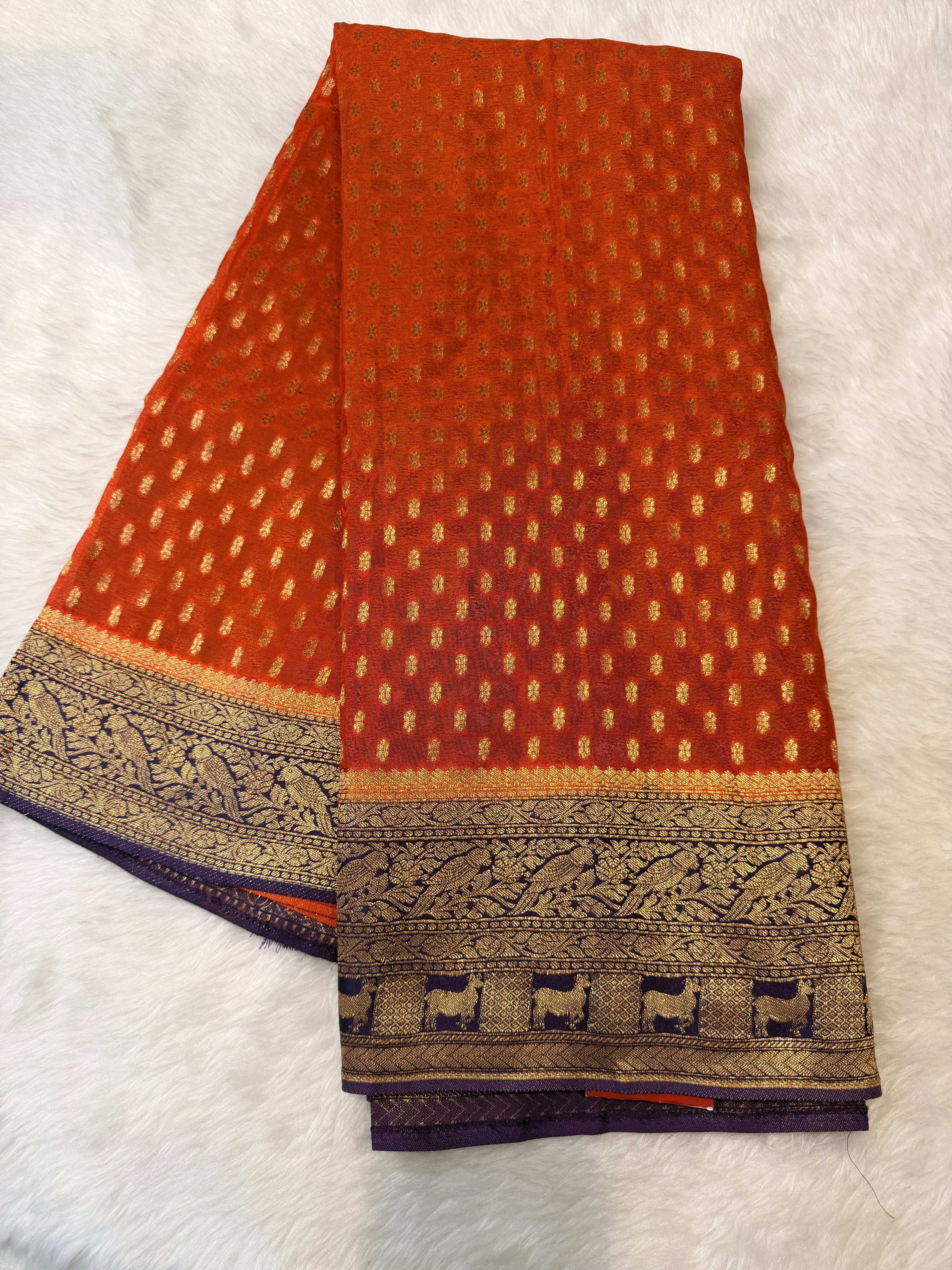 Banaras Crepe Silk- Orange