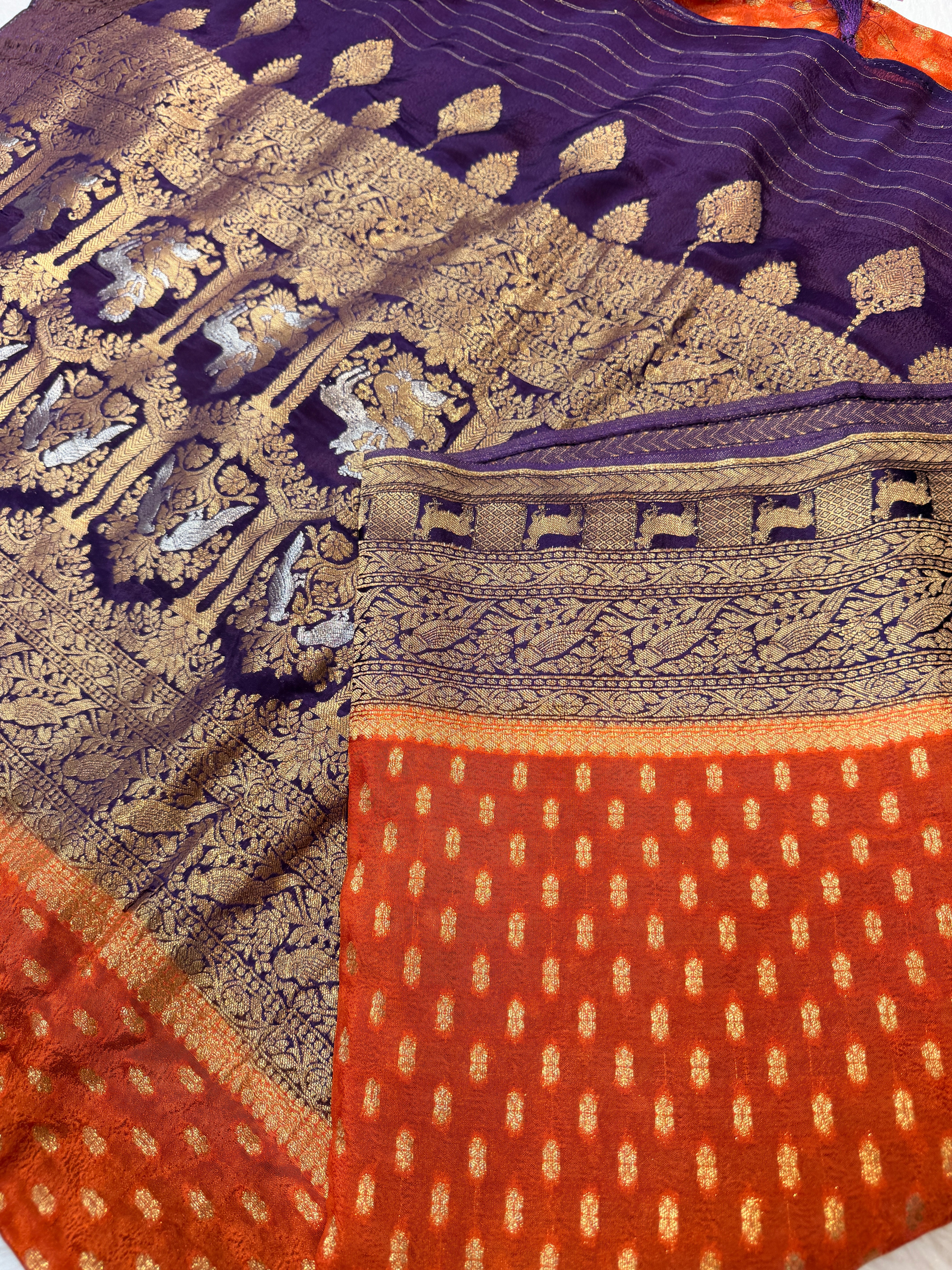 Banaras Crepe Silk- Orange