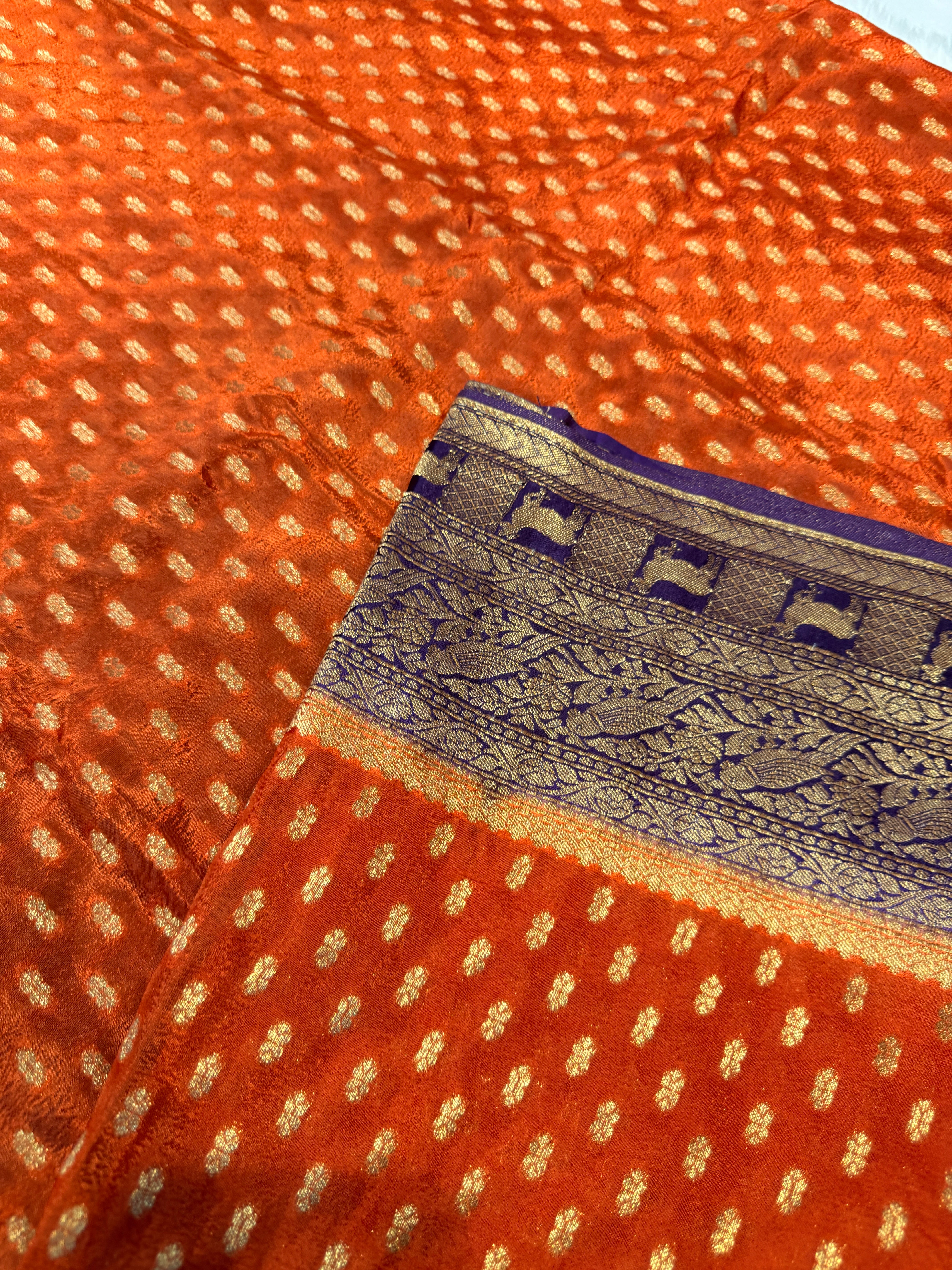 Banaras Crepe Silk- Orange