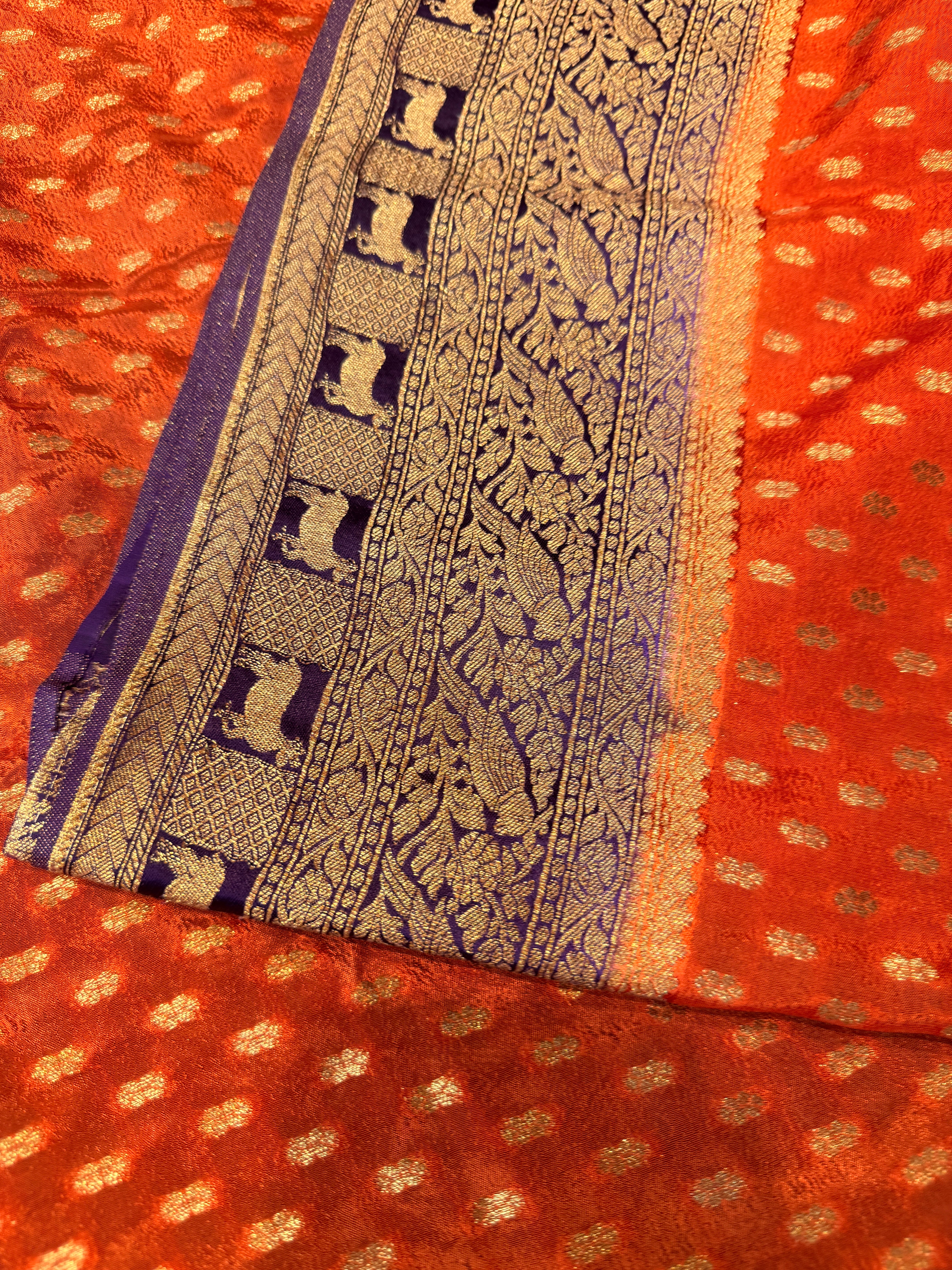 Banaras Crepe Silk- Orange