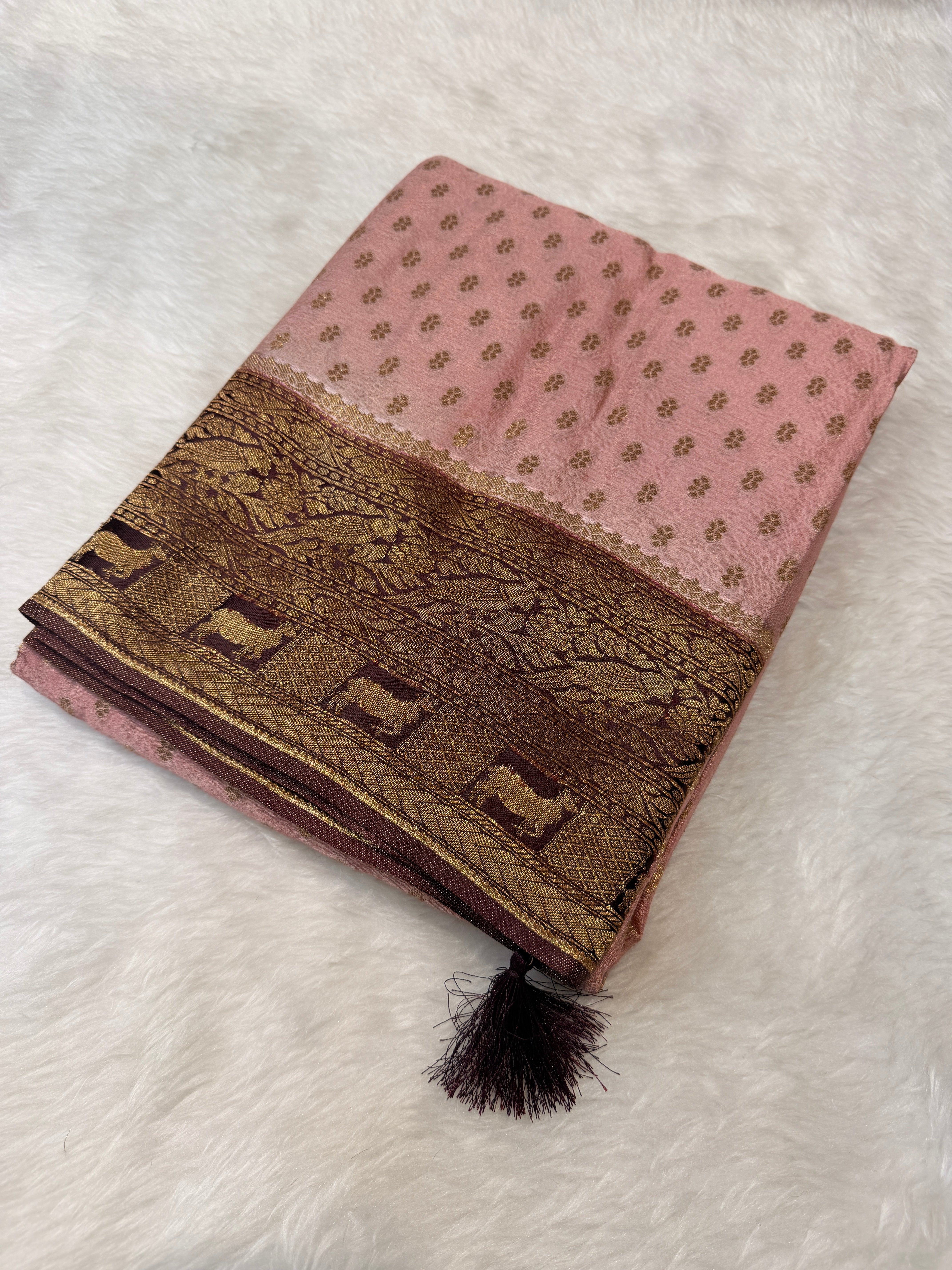 Banaras Crepe Silk- Peach