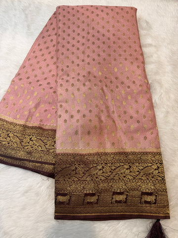 Banaras Crepe Silk- Peach