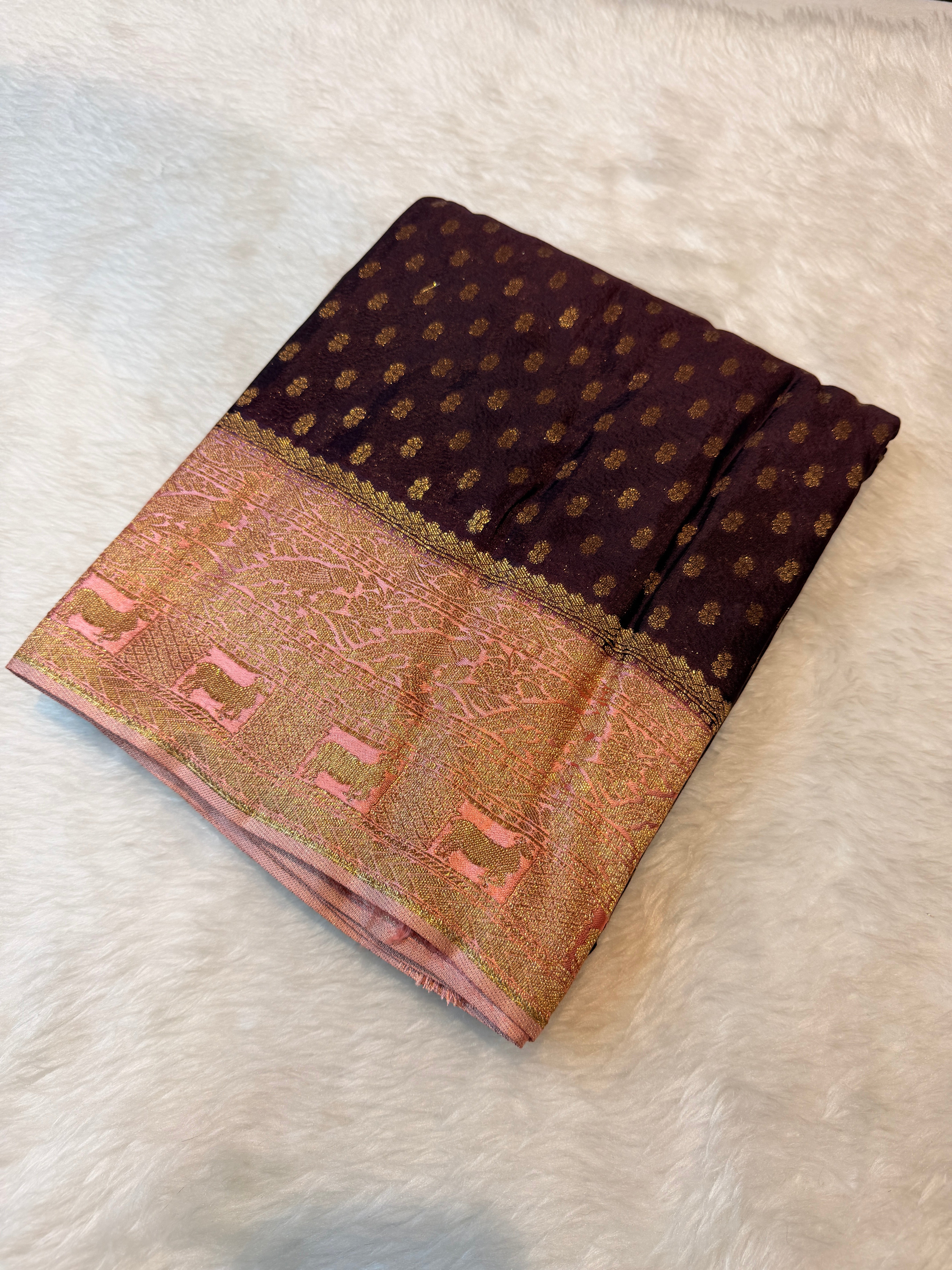 Banaras Crepe Silk- Coffee Brown