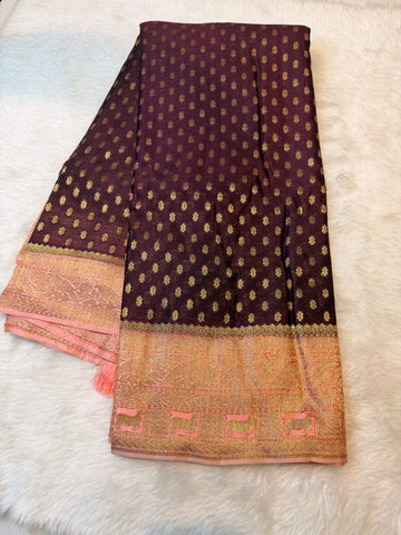 Banaras Crepe Silk- Coffee Brown