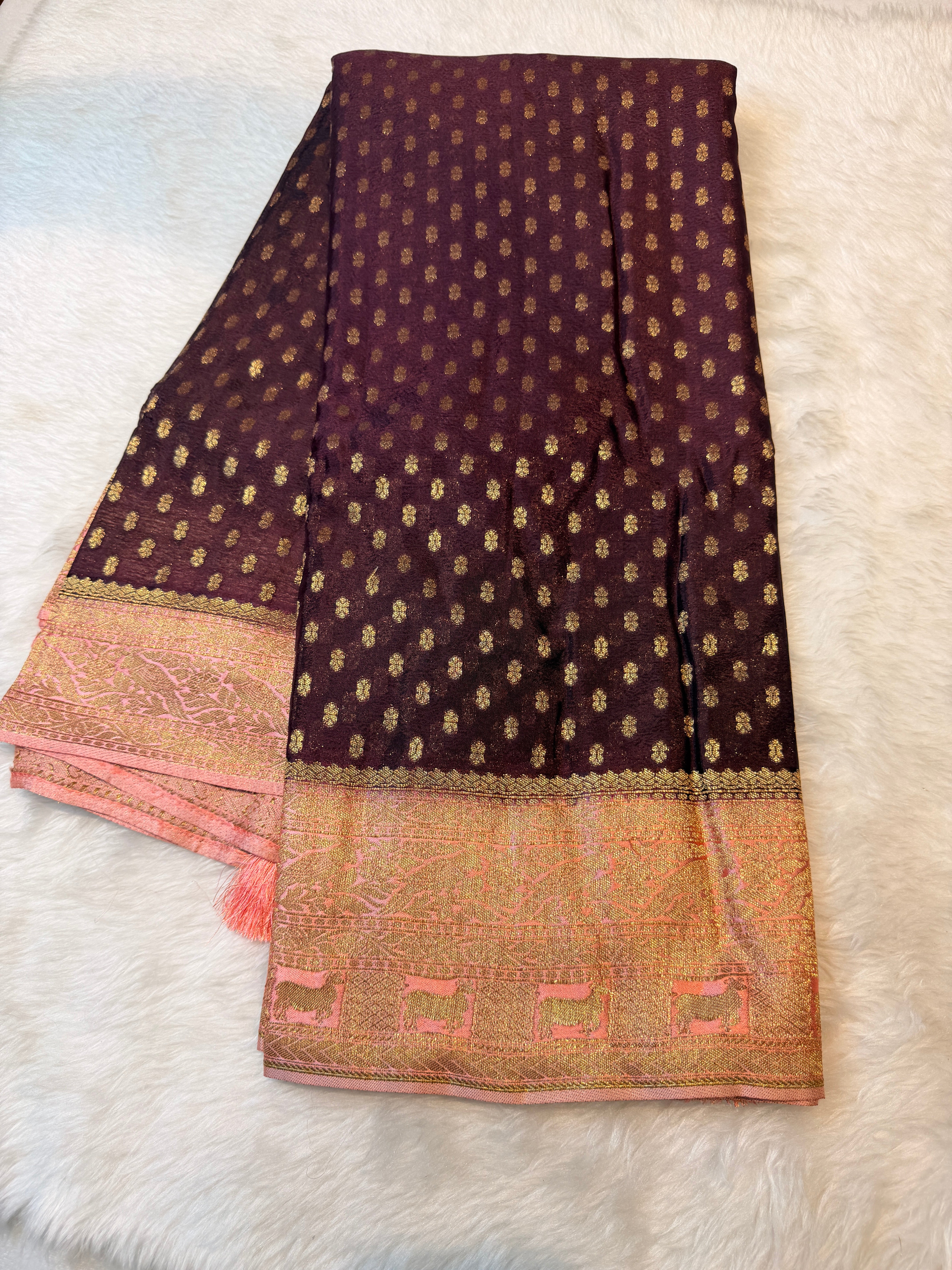 Banaras Crepe Silk- Coffee Brown