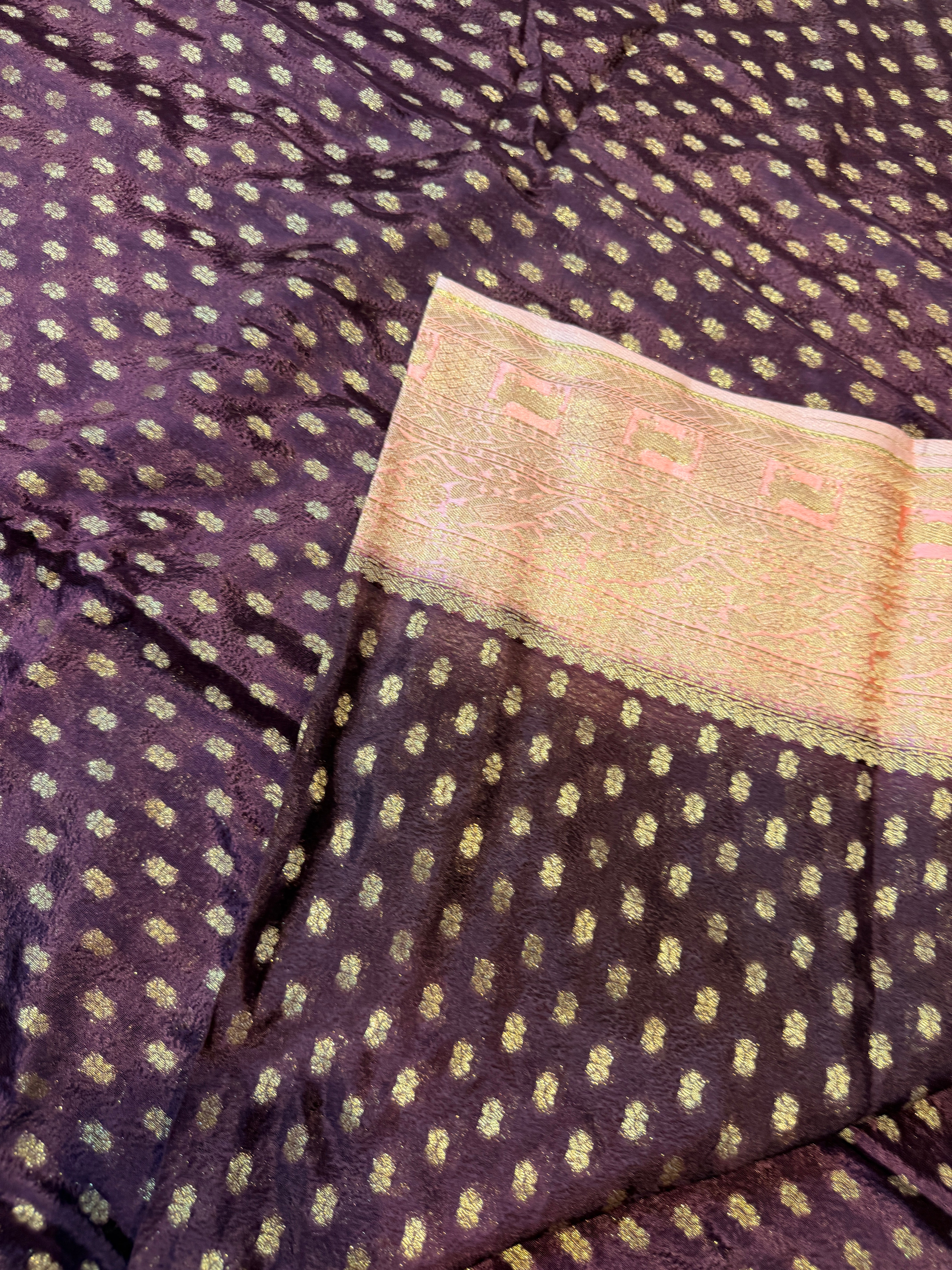 Banaras Crepe Silk- Coffee Brown