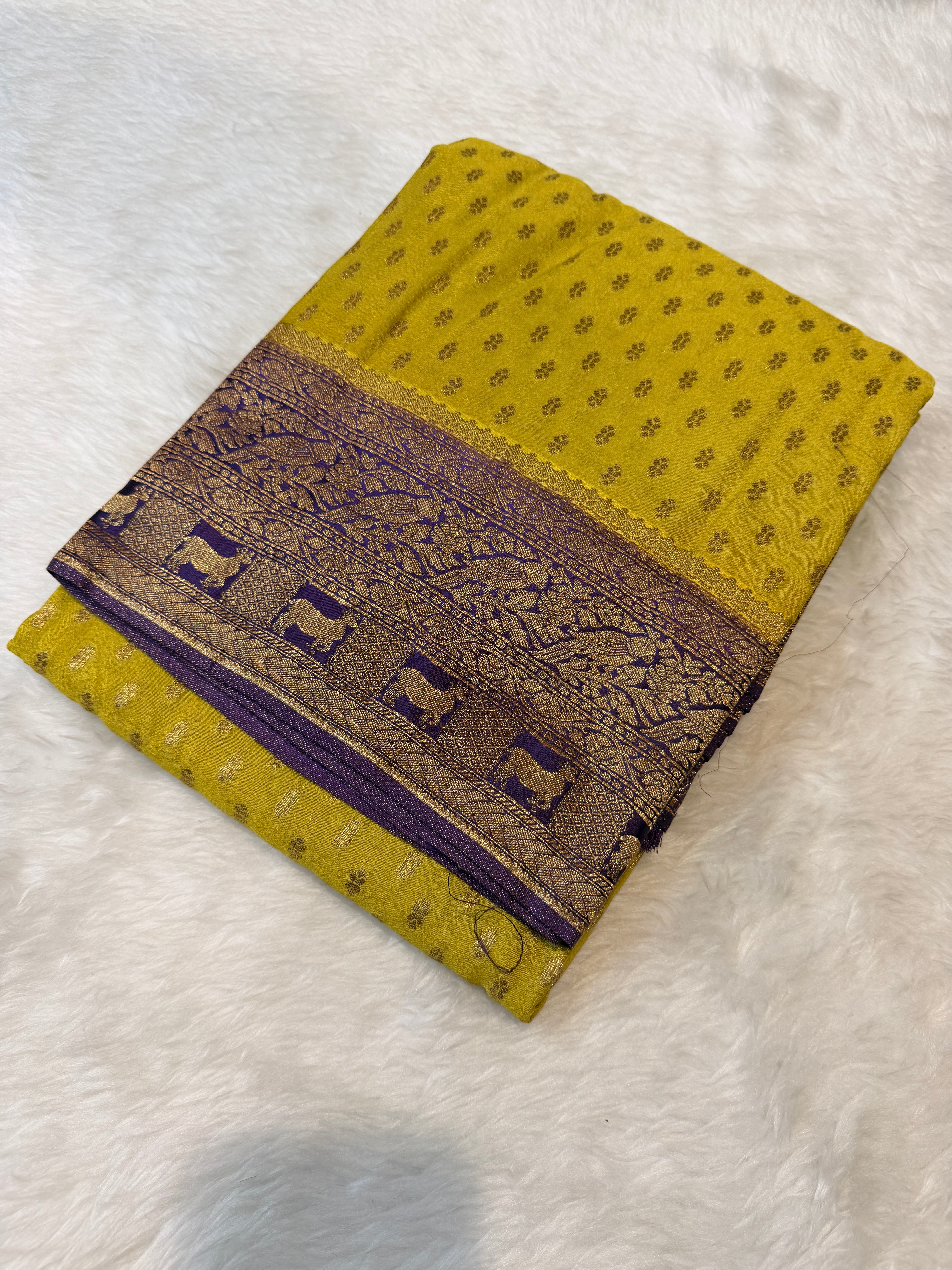 Banaras Crepe Silk-Lemon Yellow
