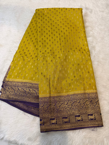 Banaras Crepe Silk-Lemon Yellow