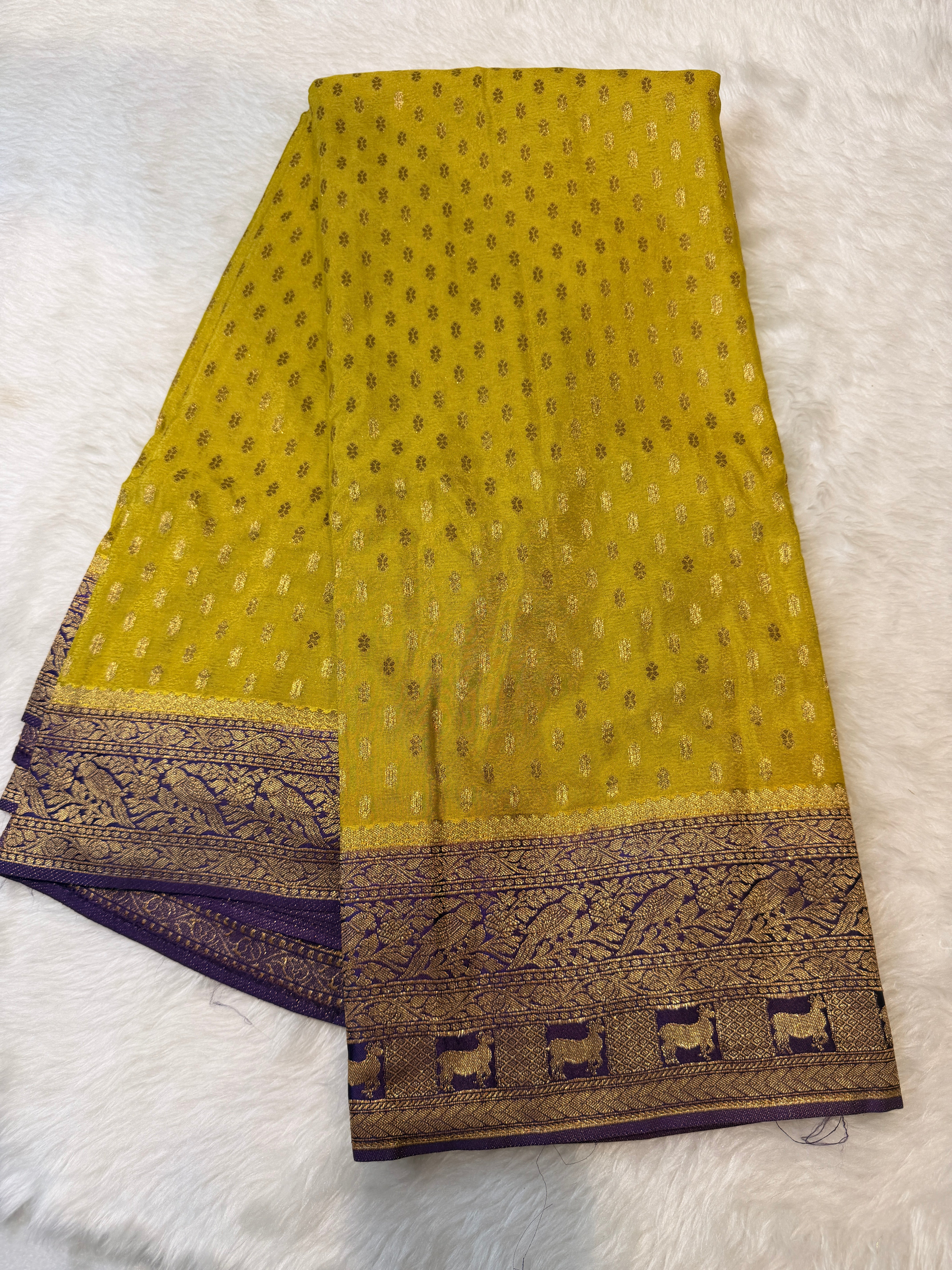 Banaras Crepe Silk-Lemon Yellow