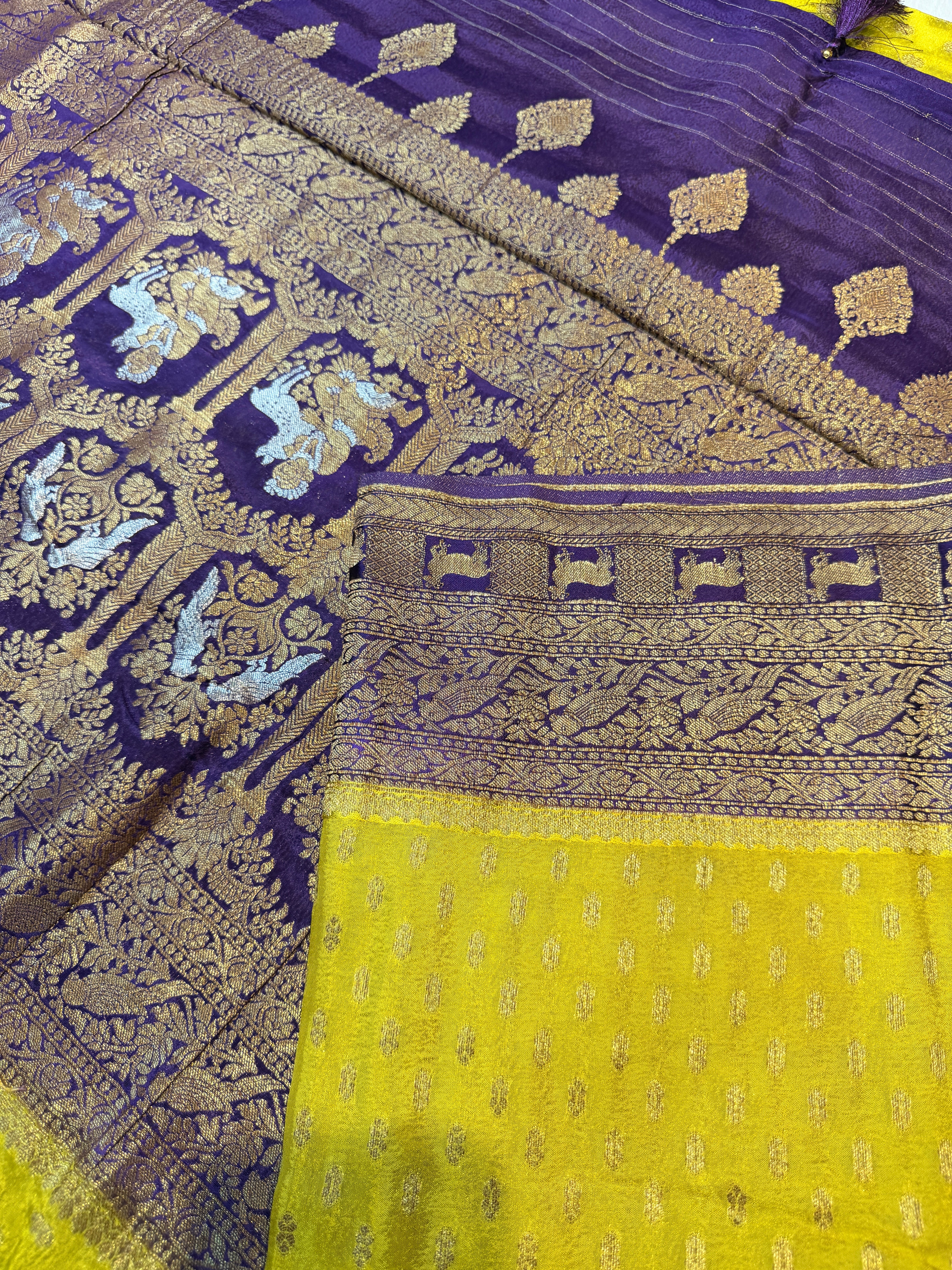Banaras Crepe Silk-Lemon Yellow