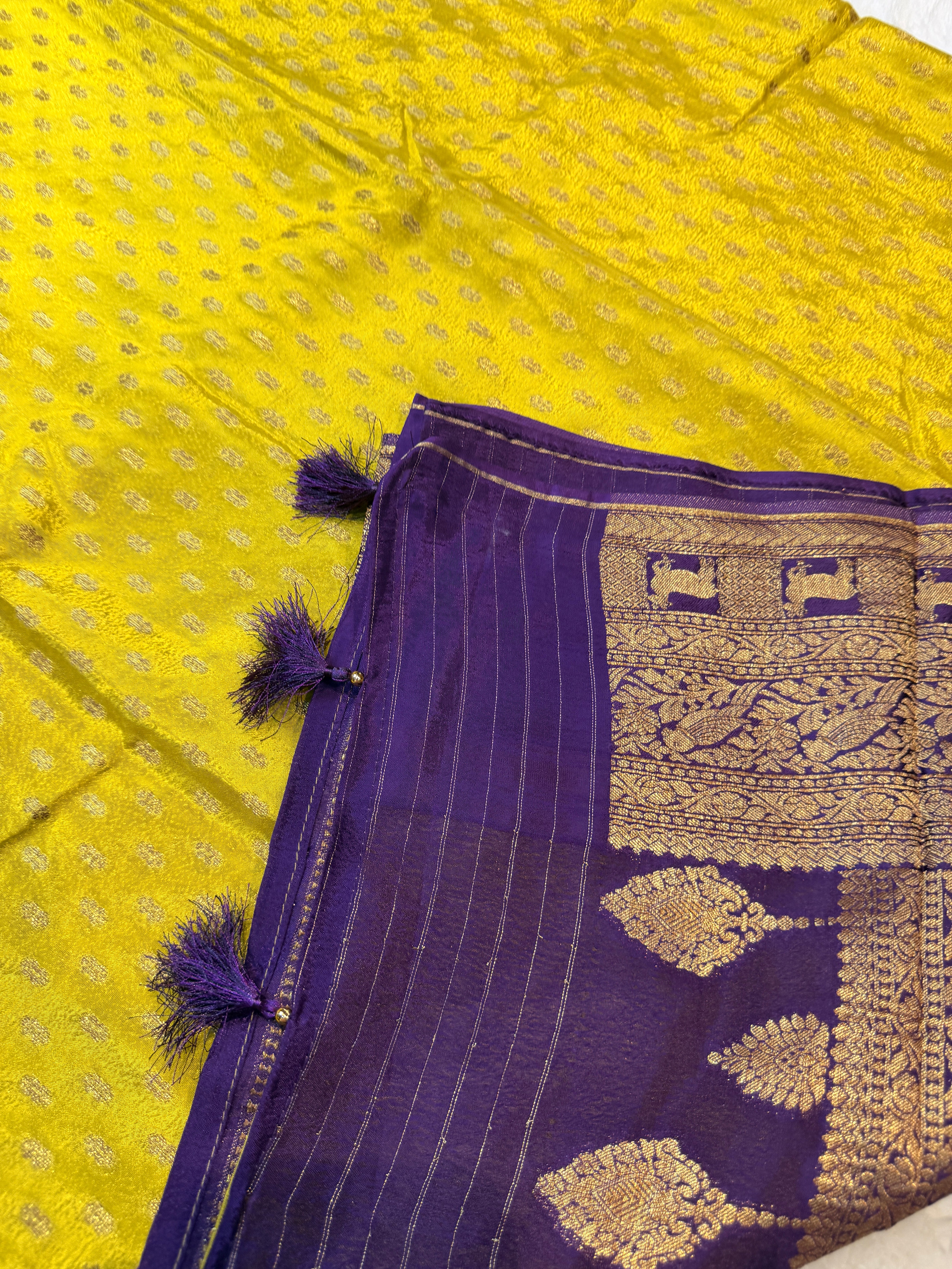 Banaras Crepe Silk-Lemon Yellow