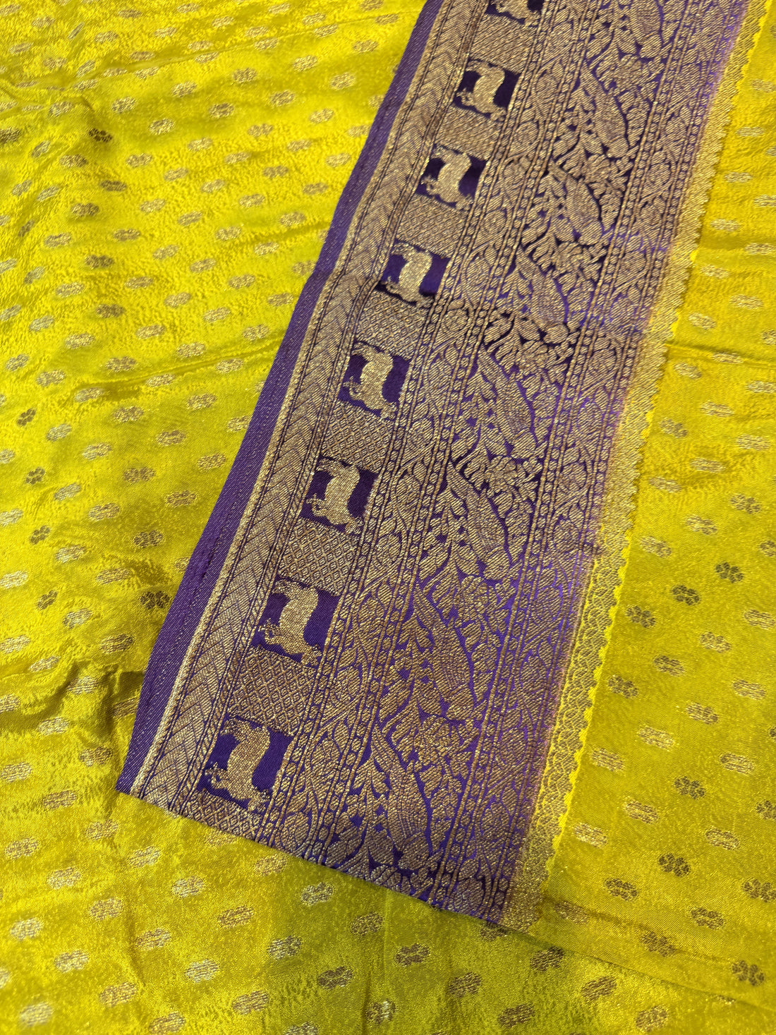 Banaras Crepe Silk-Lemon Yellow