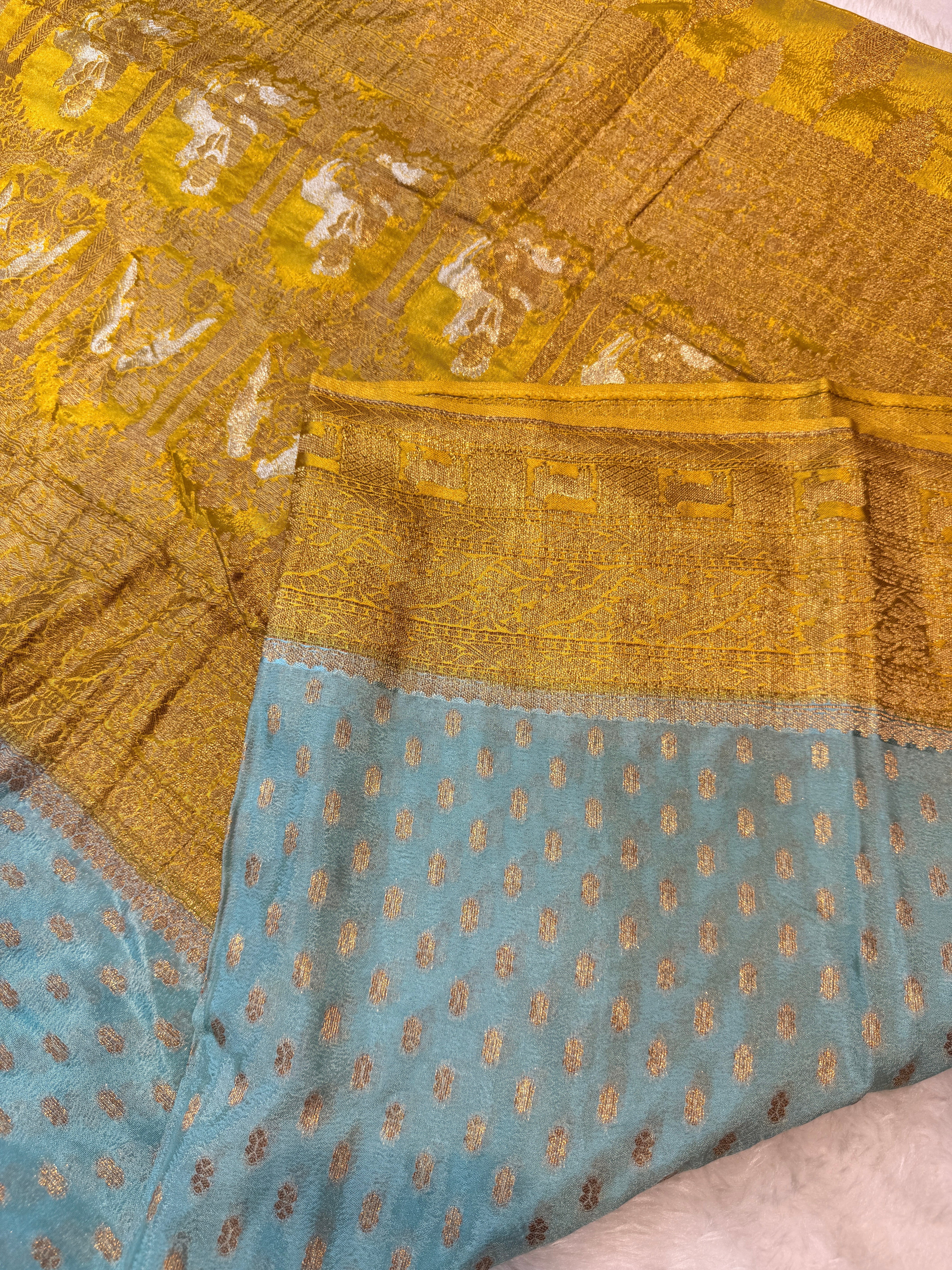 Banaras Crepe Silk- Pista Green