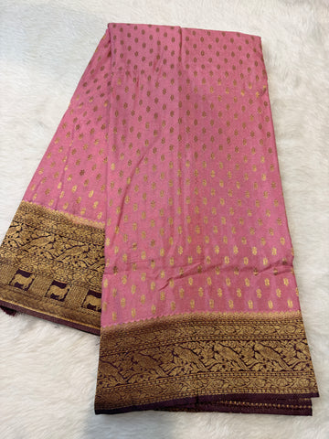 Banaras Crepe Silk- Pink