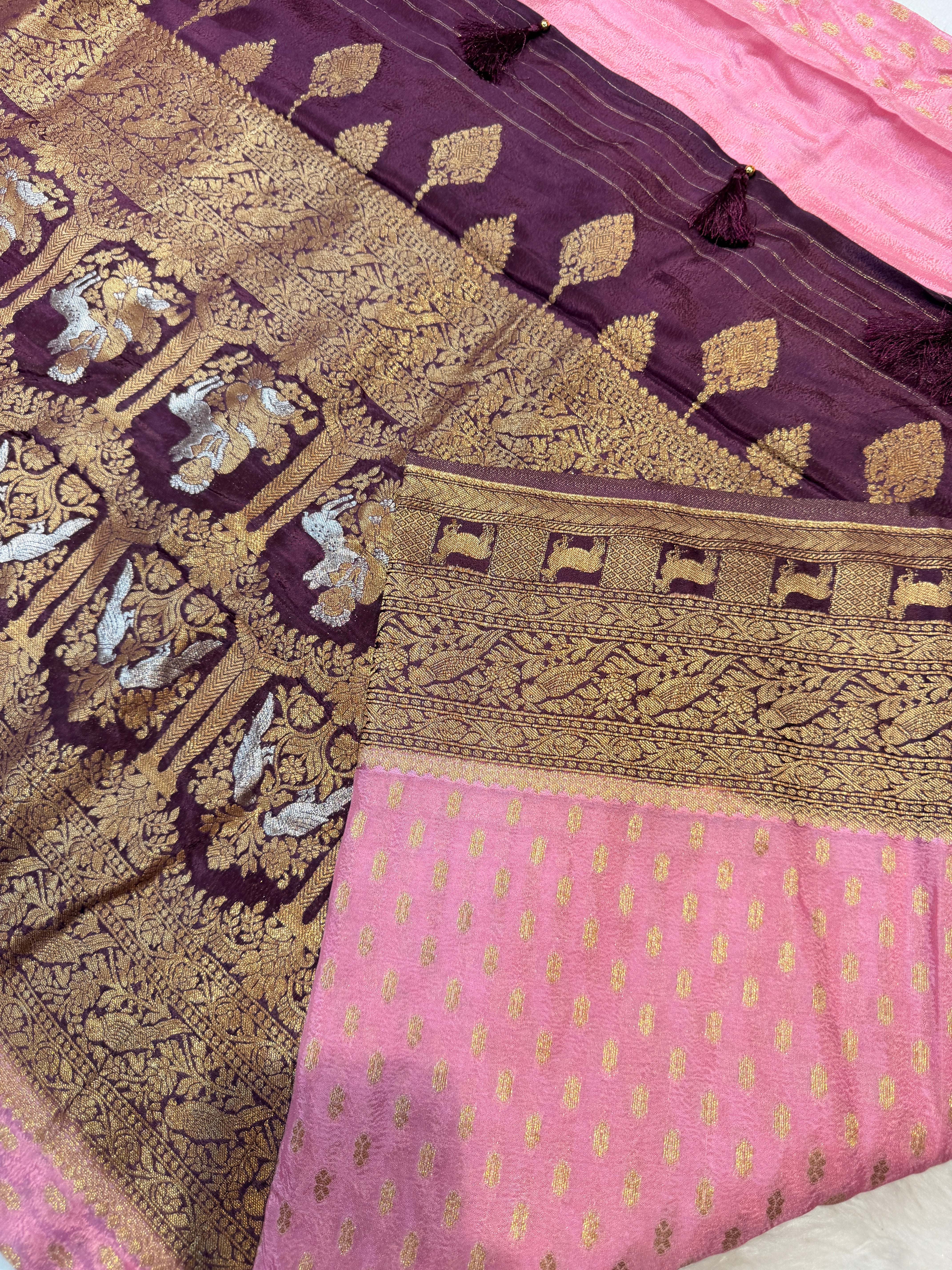 Banaras Crepe Silk- Pink