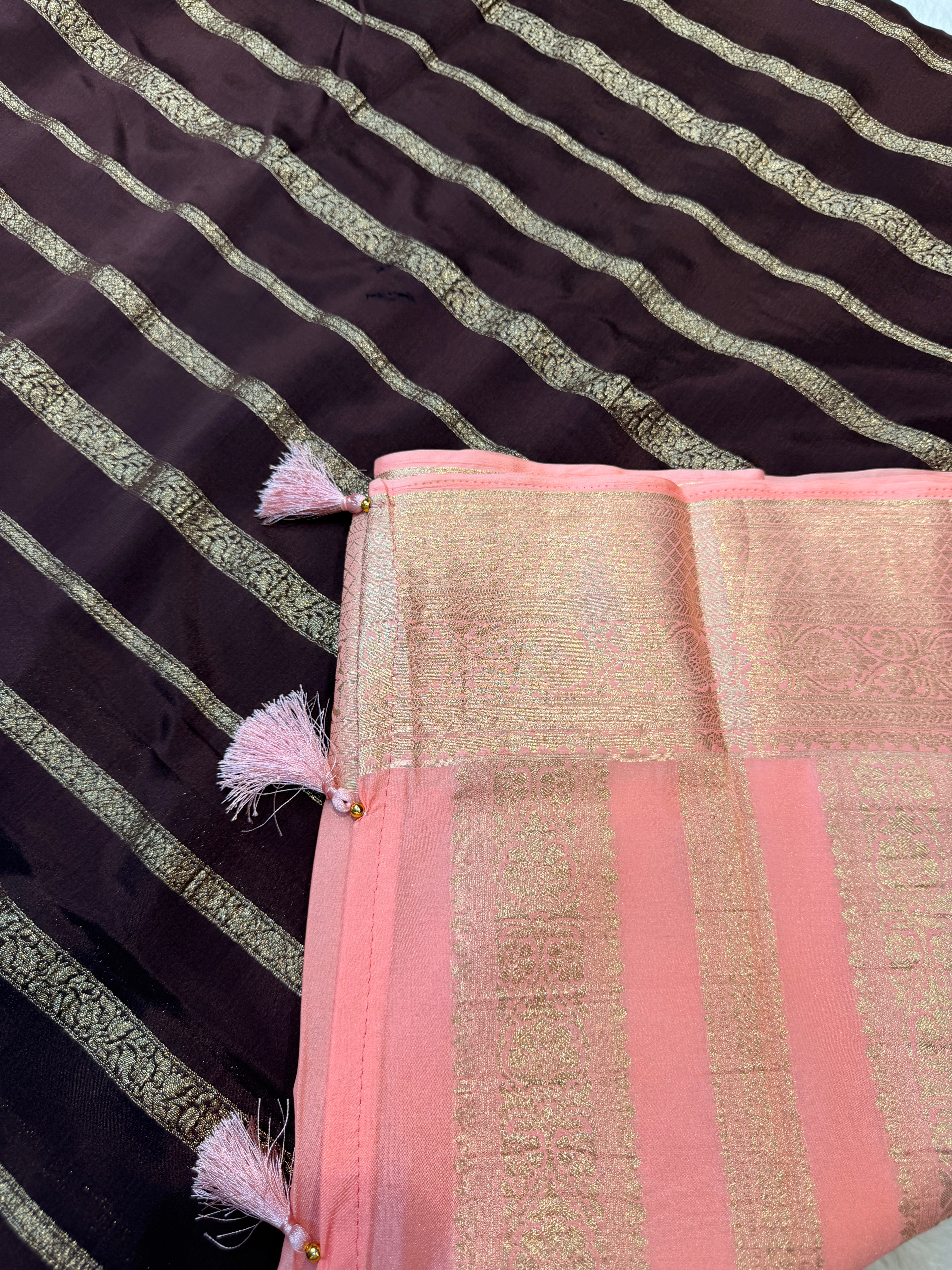 Crepe Silk Stipes-Brown