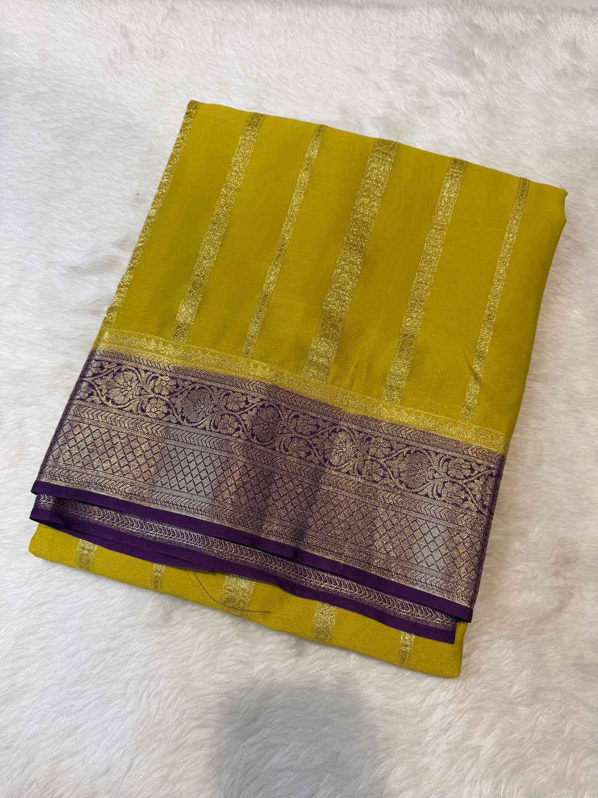 Crepe Silk Stipes-Mustard
