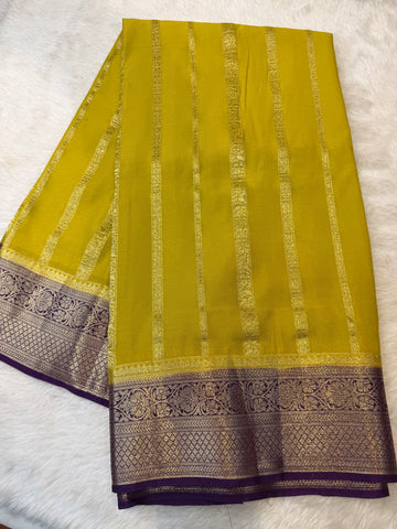 Crepe Silk Stipes-Mustard