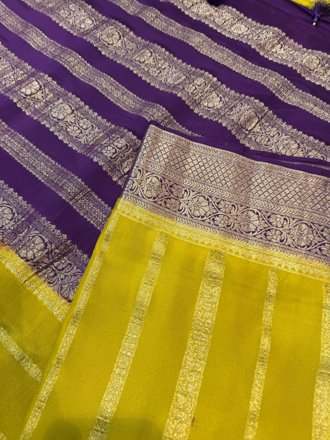 Crepe Silk Stipes-Mustard