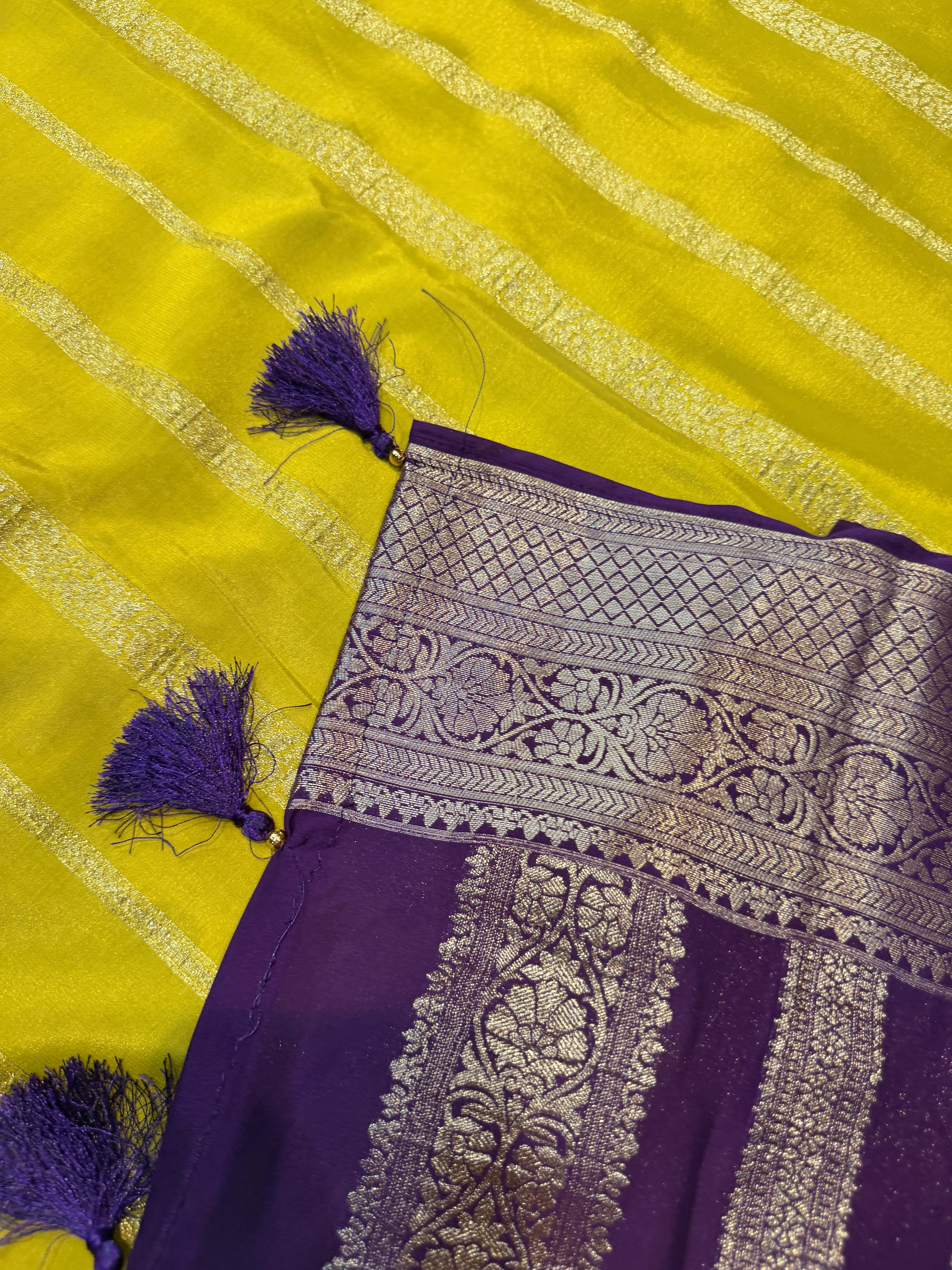 Crepe Silk Stipes-Mustard