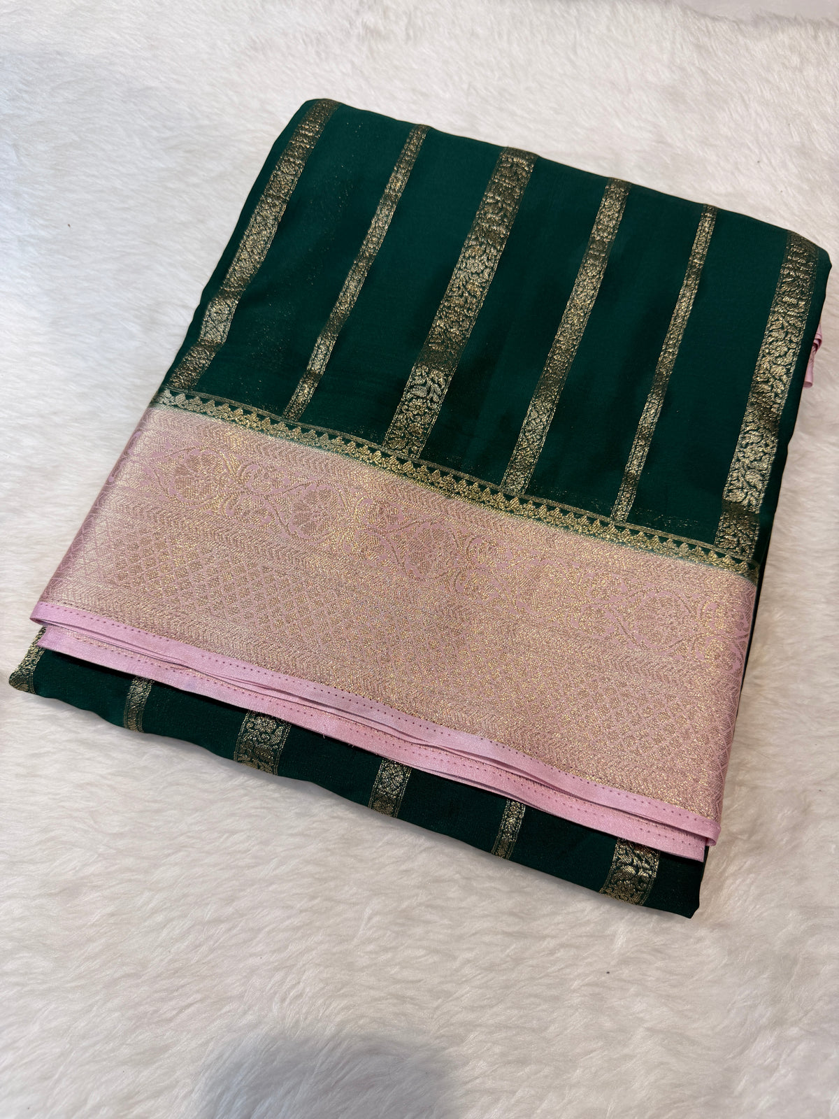 Crepe Silk Stipes-Green