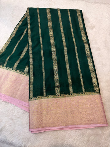 Crepe Silk Stipes-Green