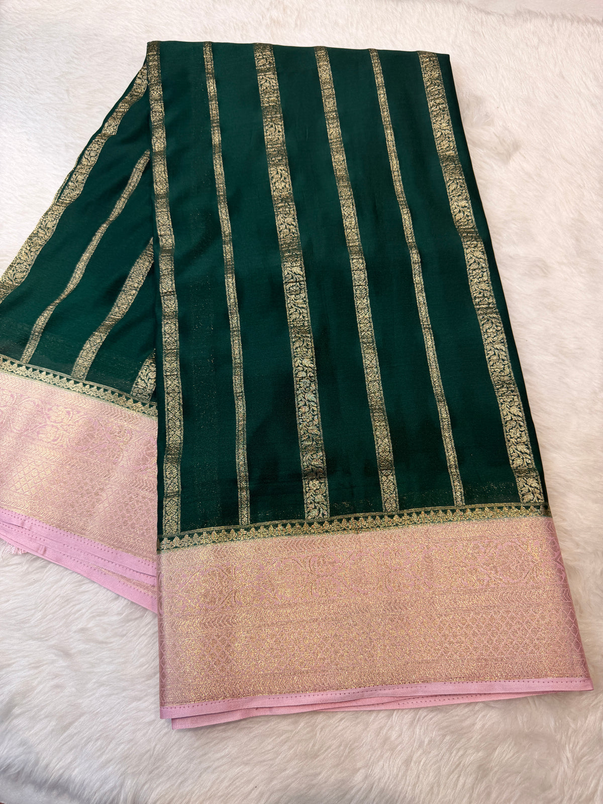 Crepe Silk Stipes-Green