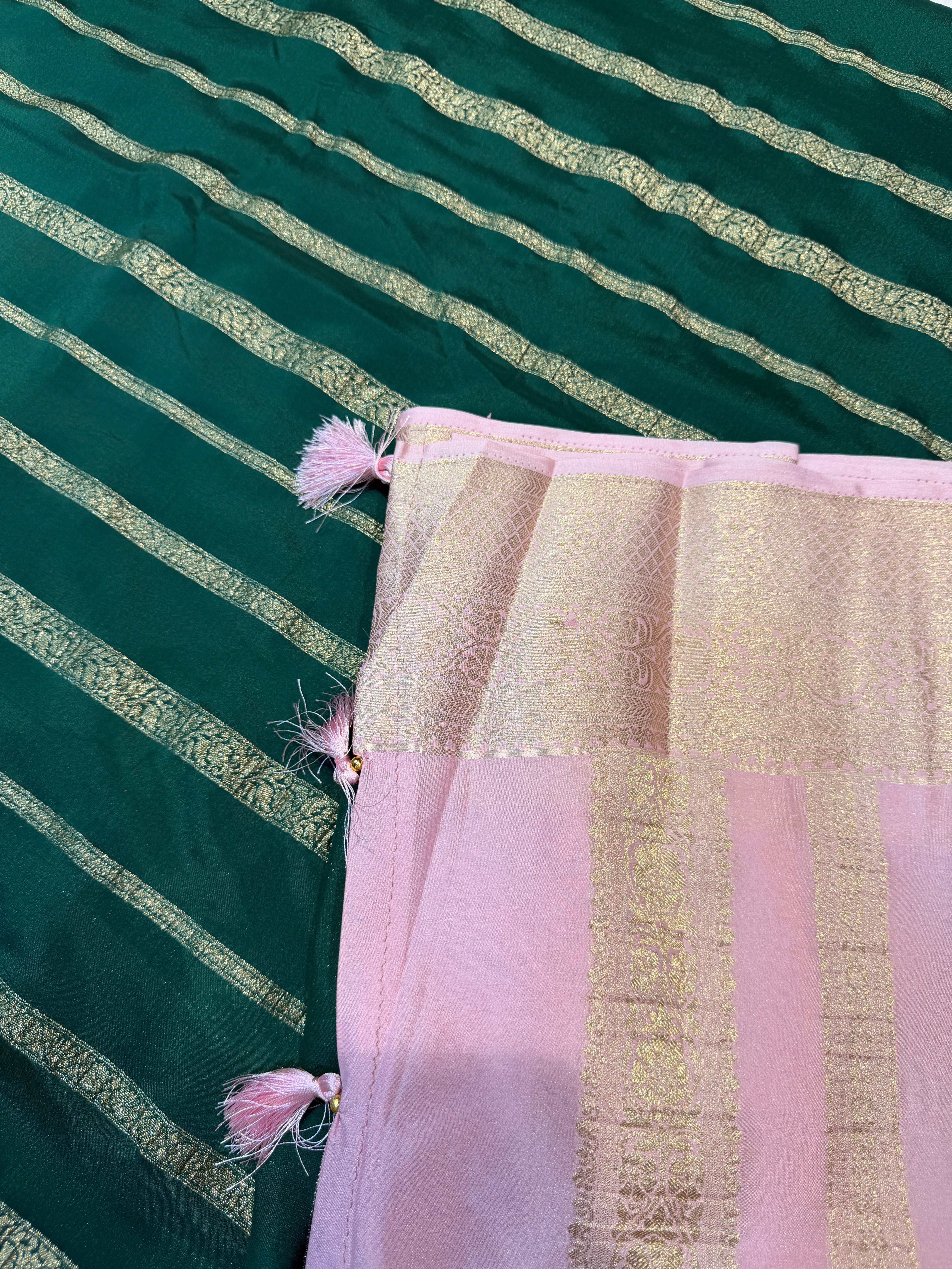 Crepe Silk Stipes-Green