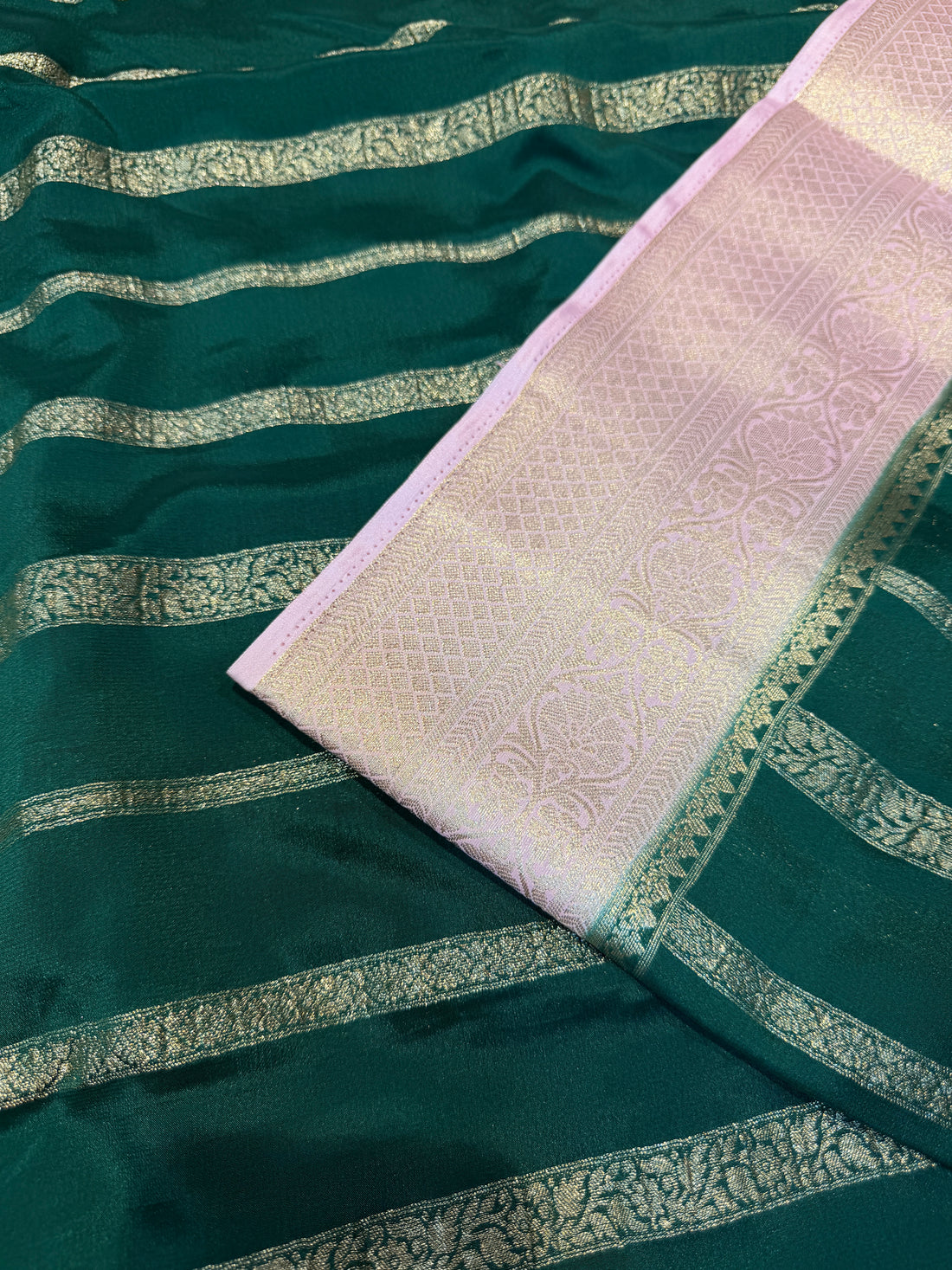 Crepe Silk Stipes-Green