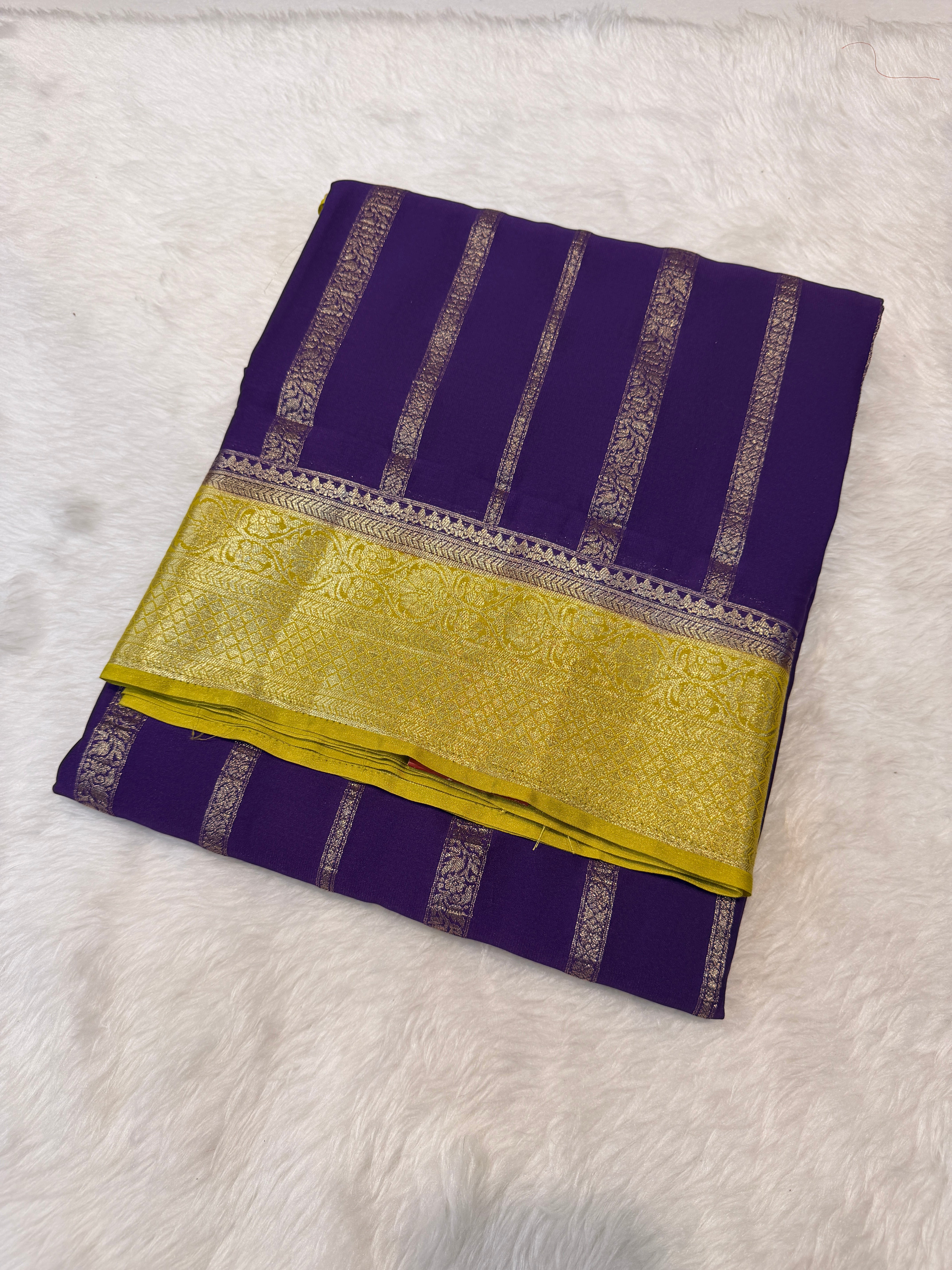 Crepe Silk Stipes-Purple