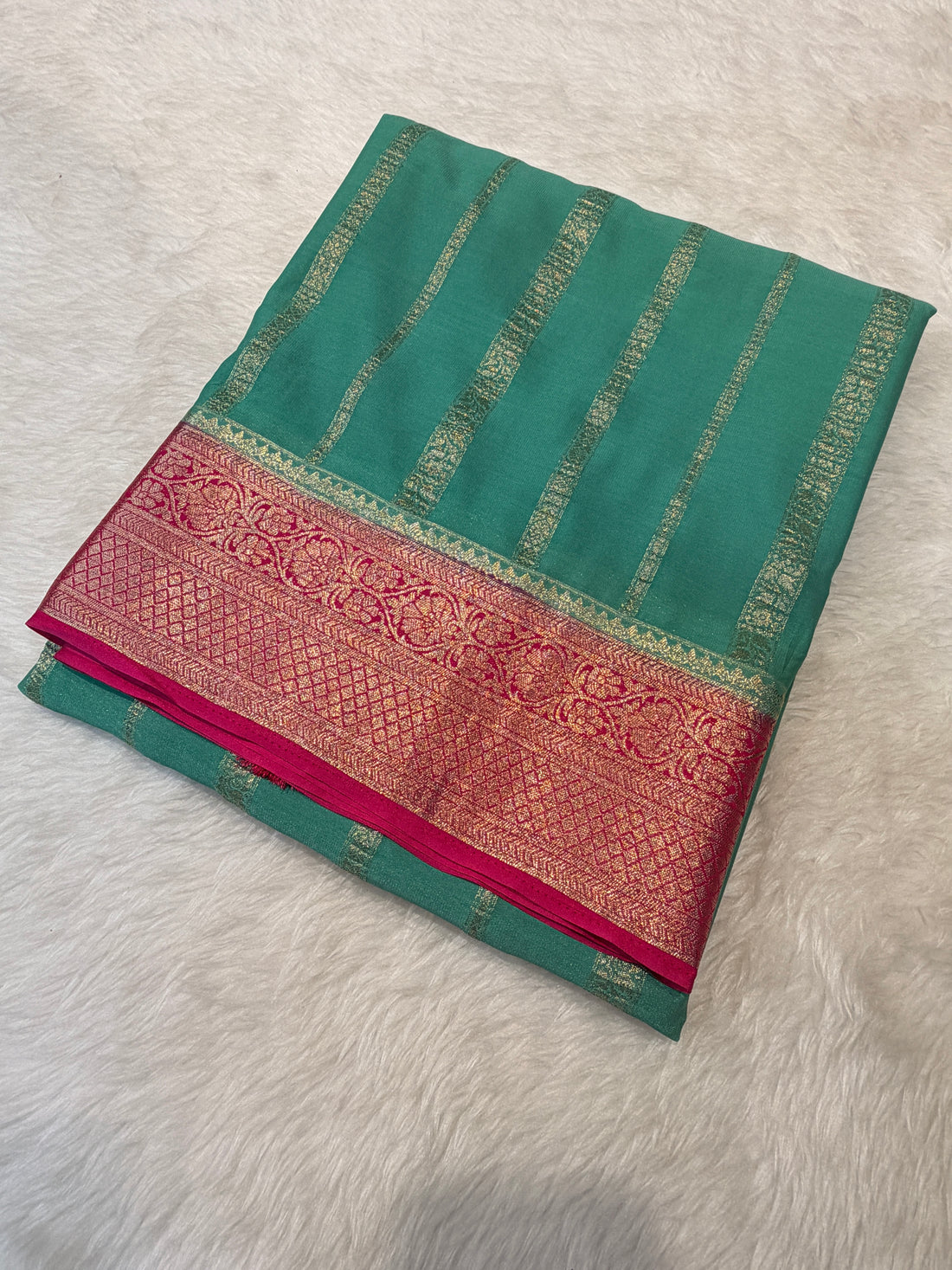 Crepe Silk Stipes- Rama Green