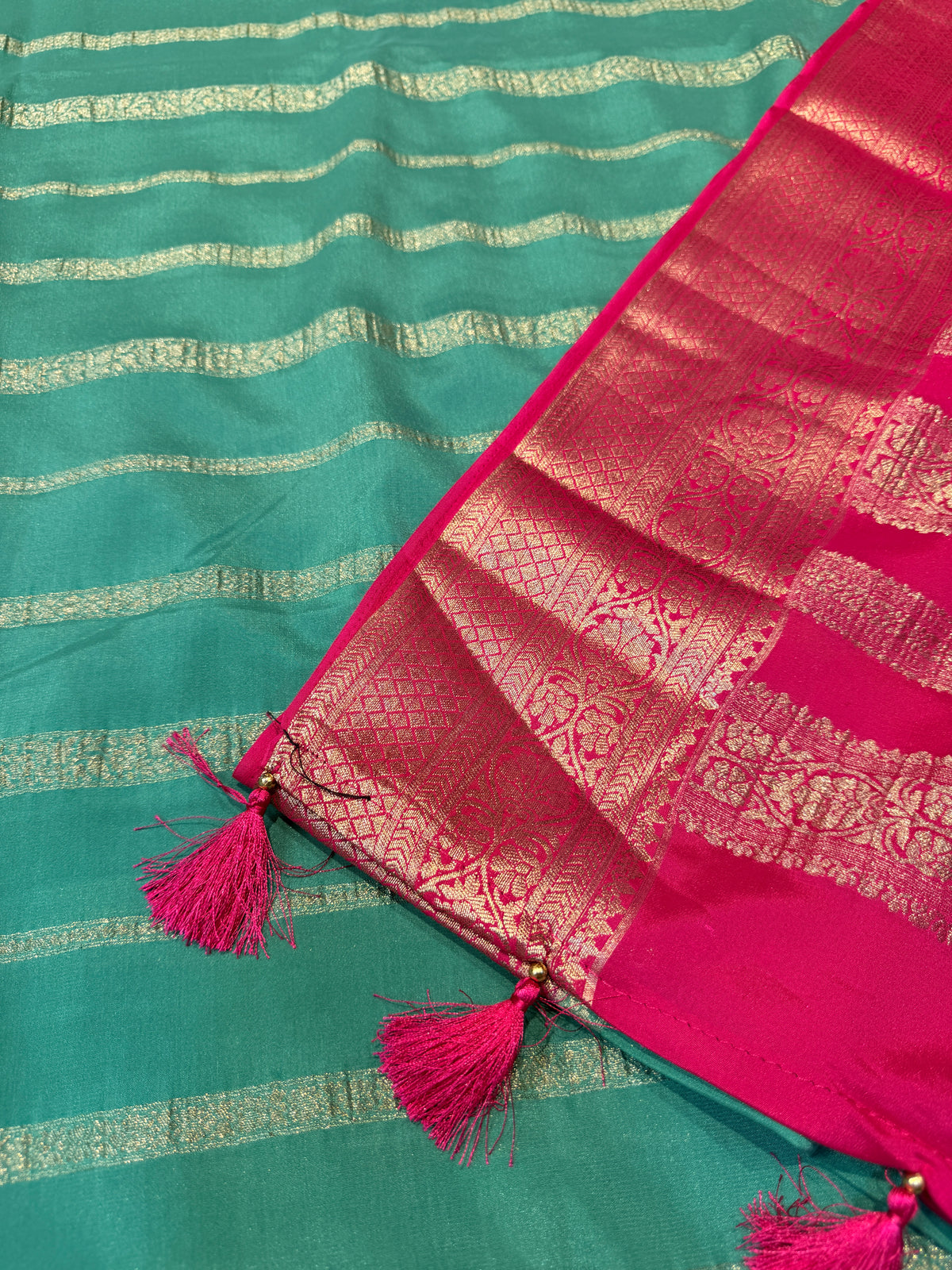Crepe Silk Stipes- Rama Green