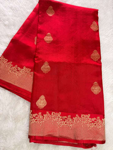 Pure Banarasi Kora Silk -Red