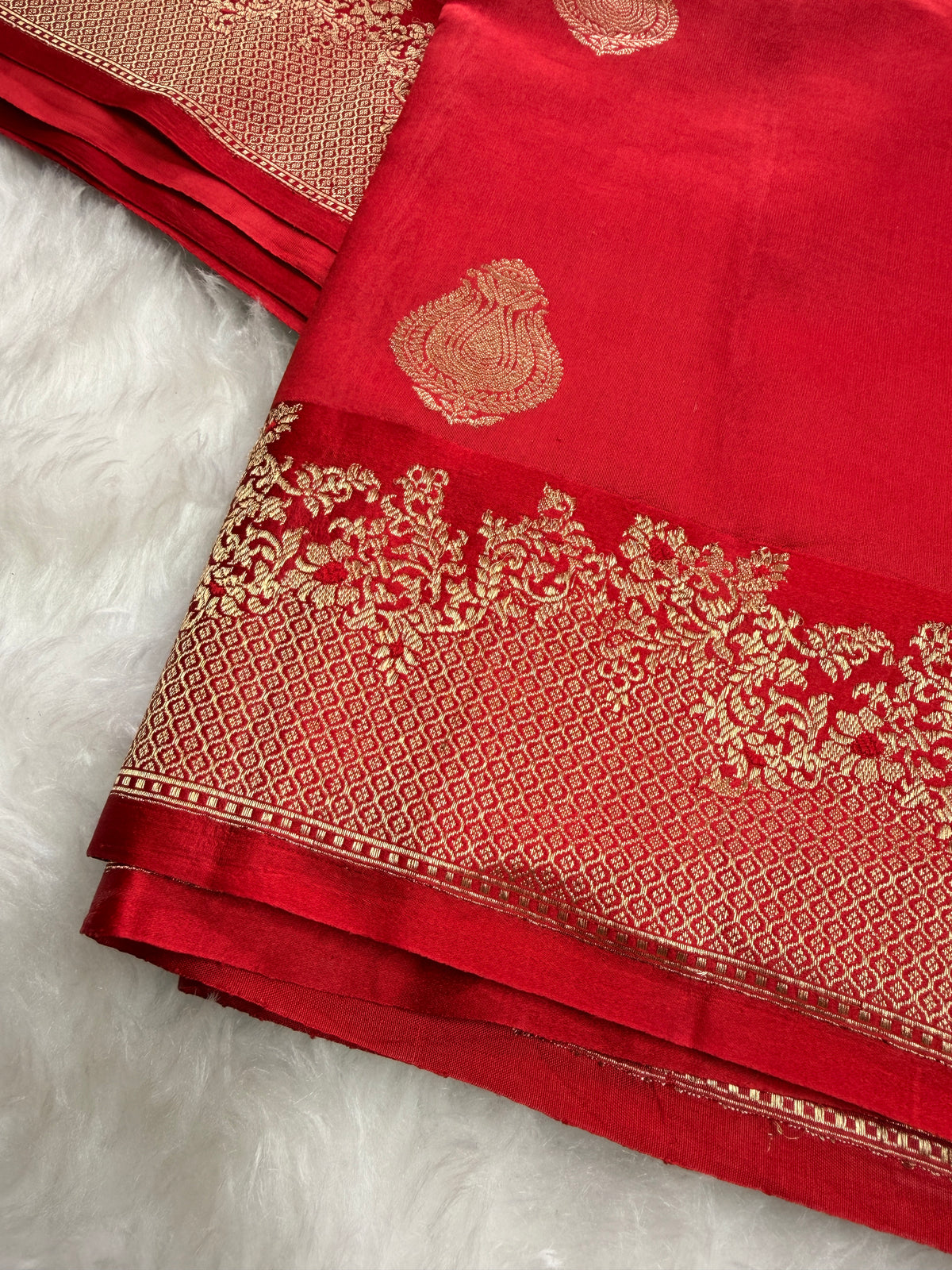 Pure Banarasi Kora Silk -Red