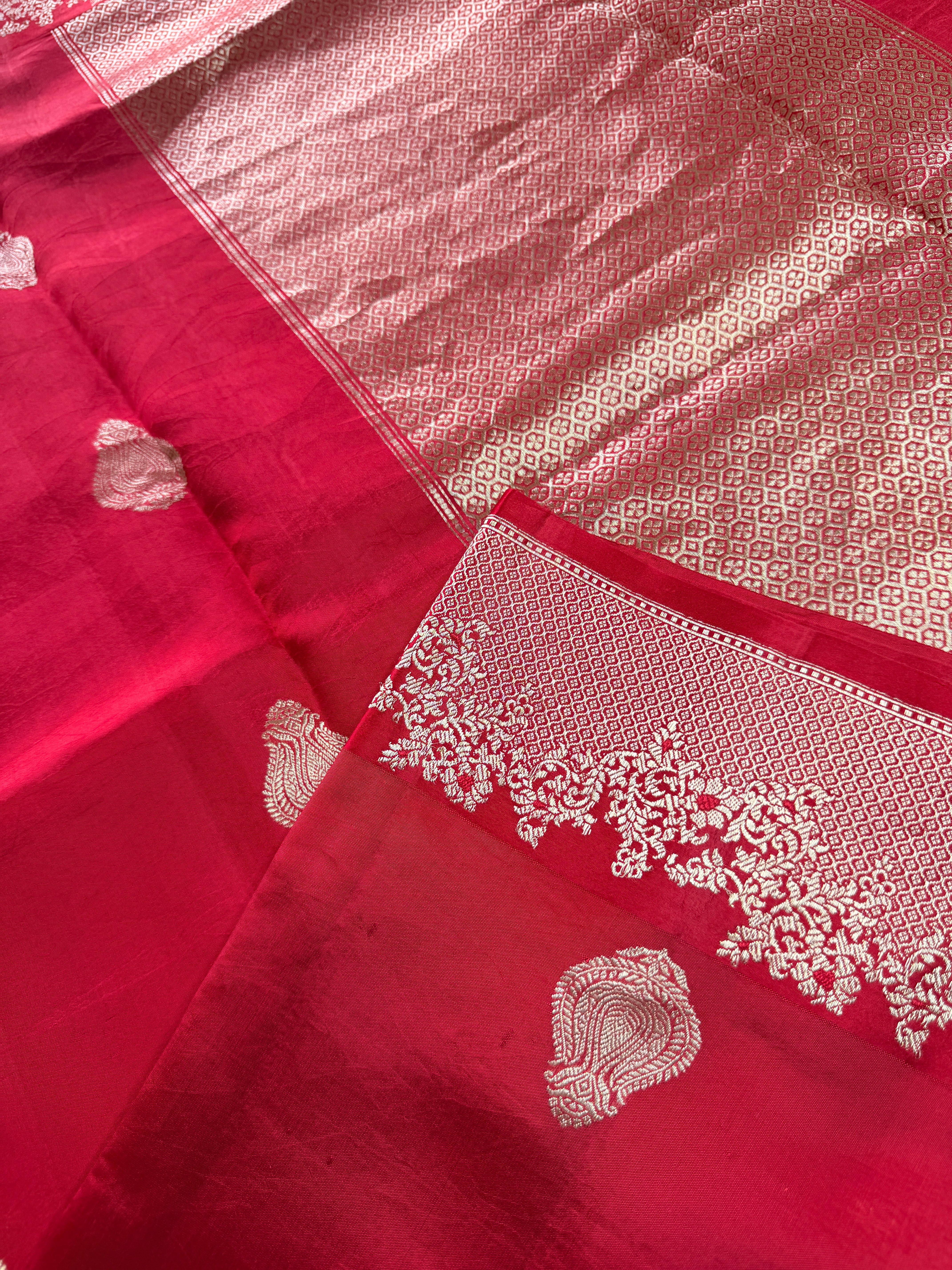 Pure Banarasi Kora Silk -Red