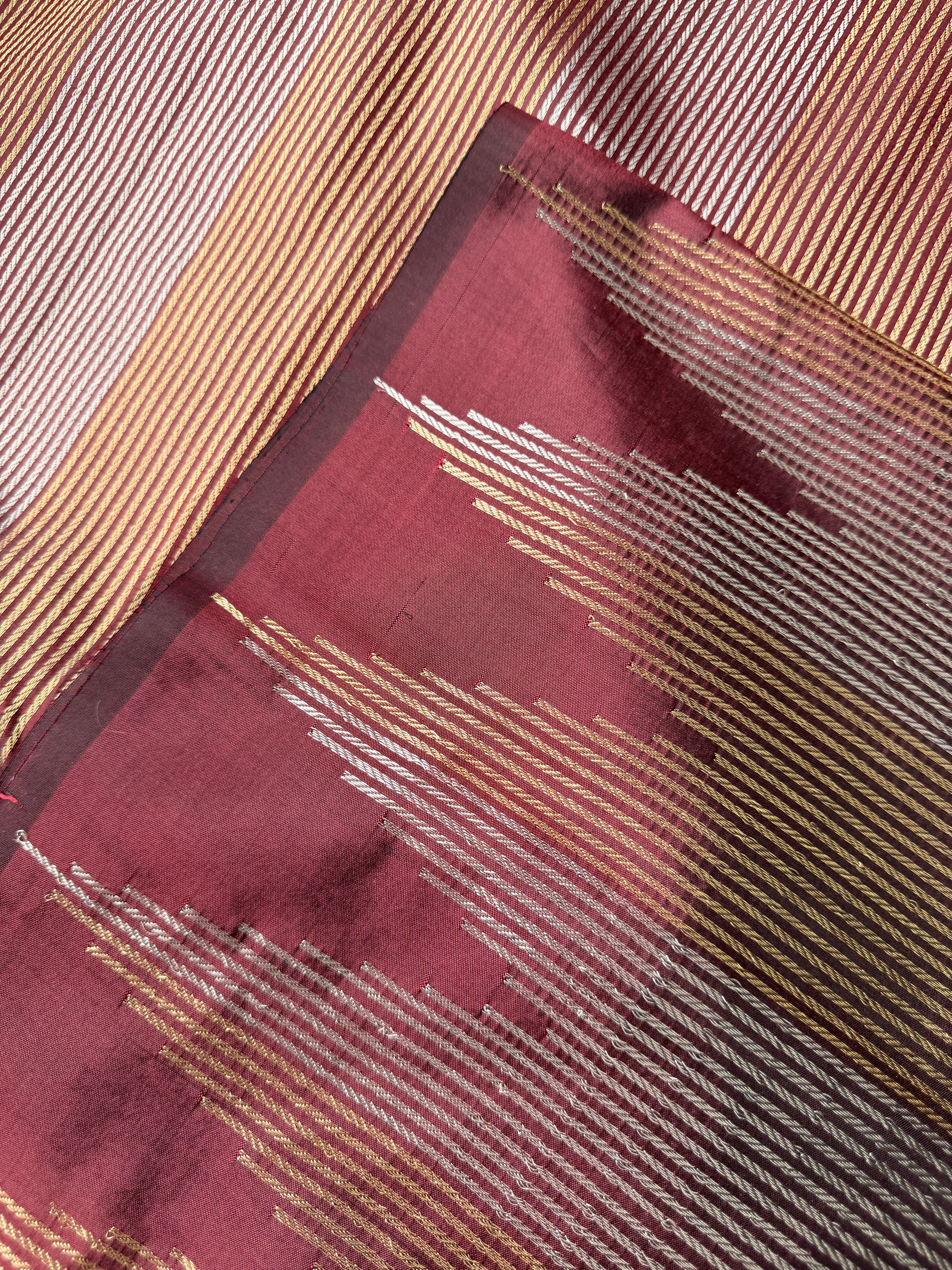 Pure Banaras Silk Zari Stripes -Coffee Brown