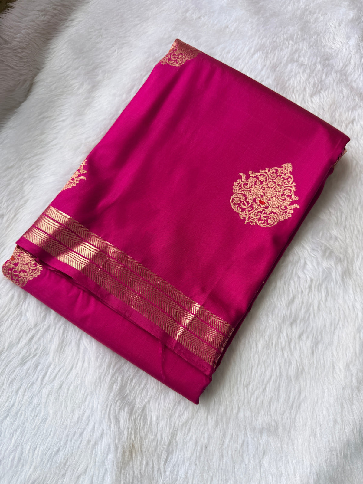 Pure Banrasi Designer Silk -Dark Pink
