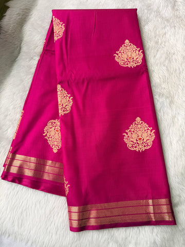 Pure Banrasi Designer Silk -Dark Pink
