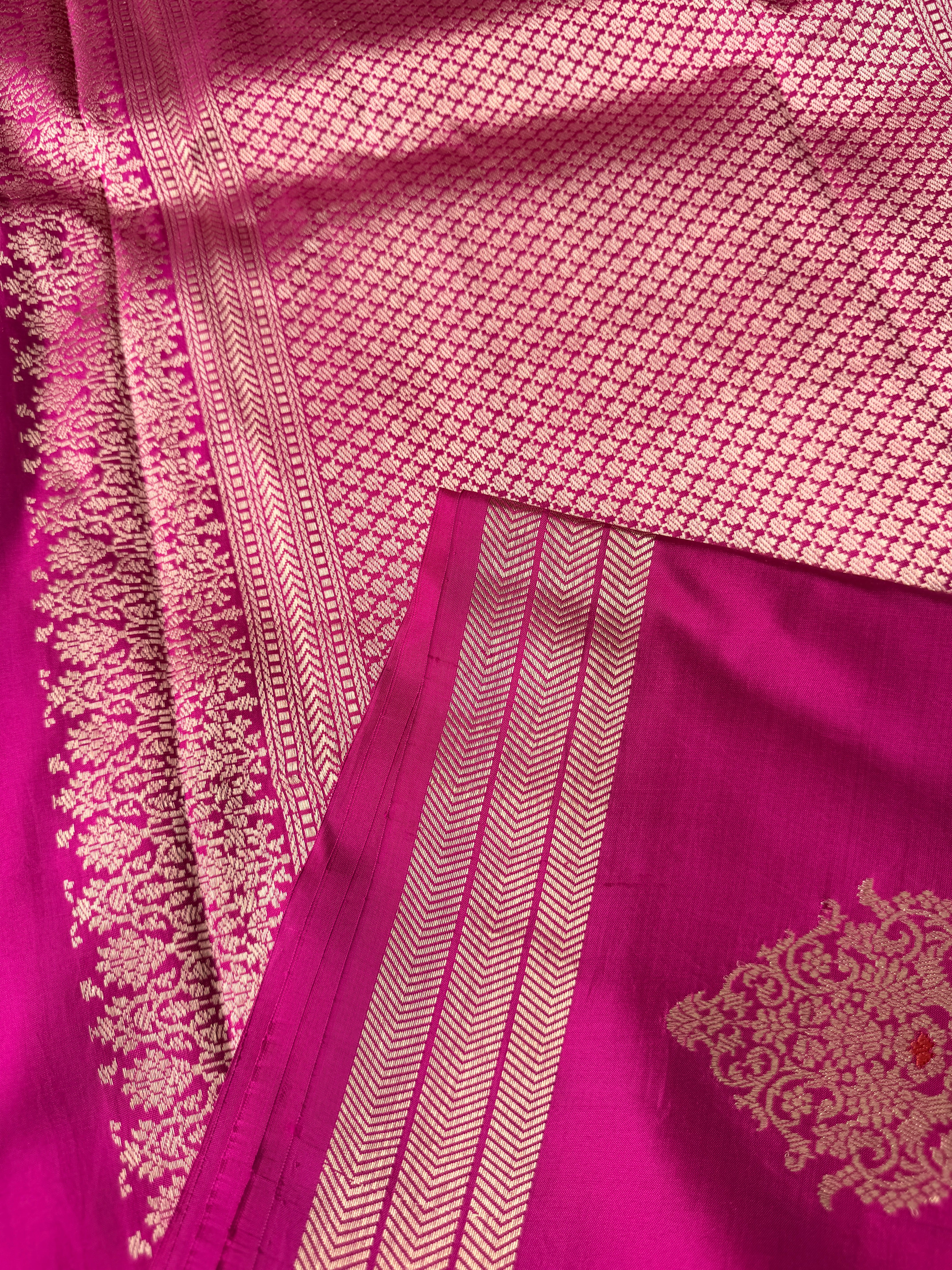 Pure Banrasi Designer Silk -Dark Pink