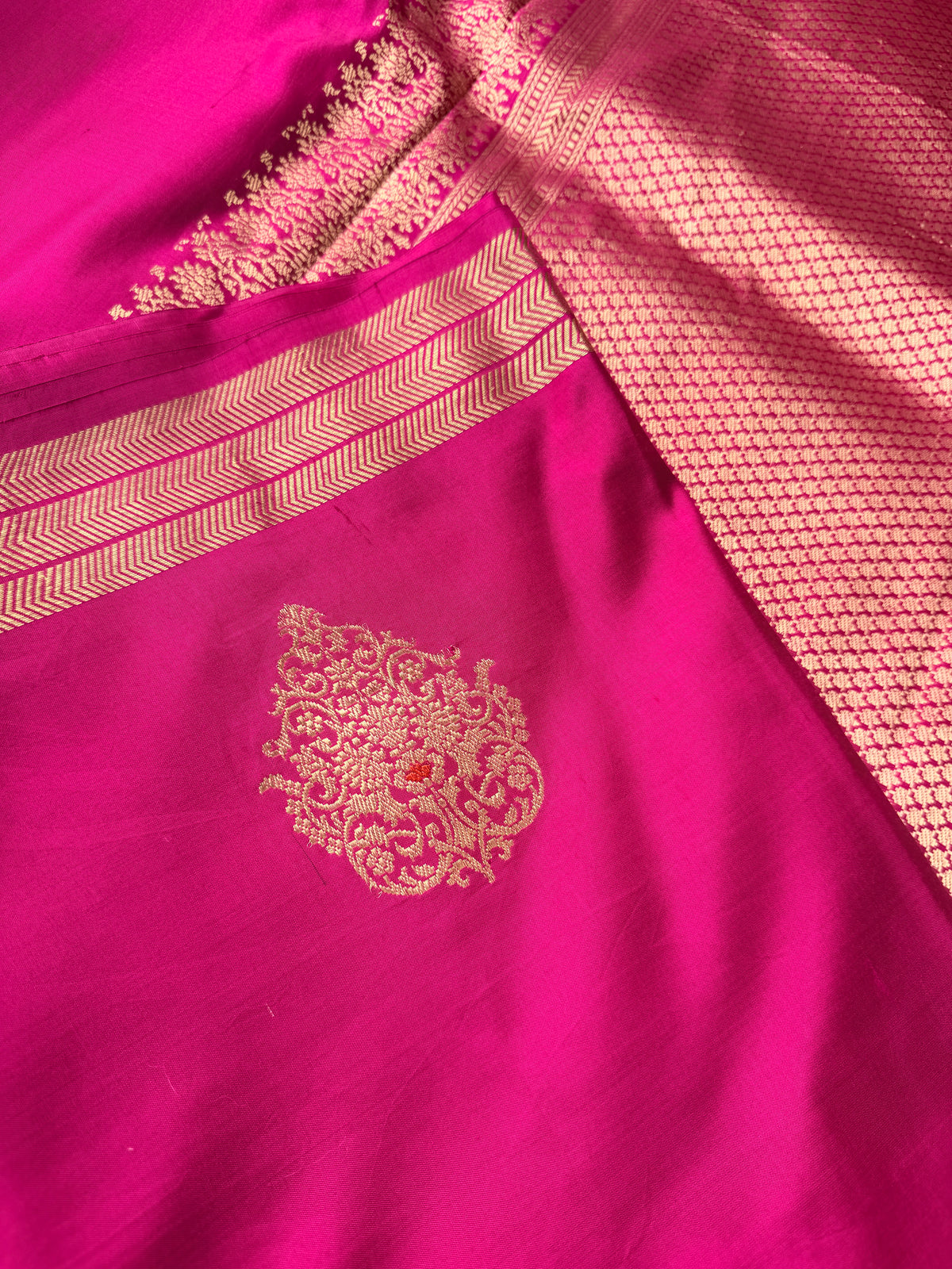 Pure Banrasi Designer Silk -Dark Pink