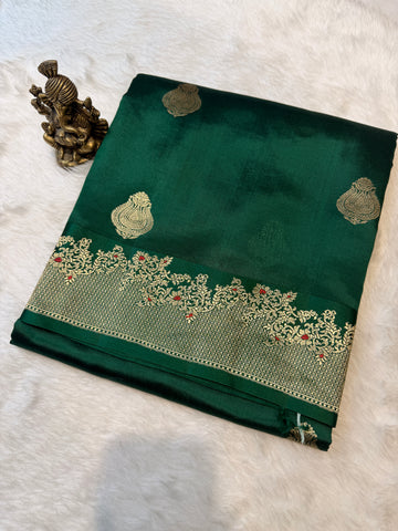Pure Banarasi Kora Silk -Green