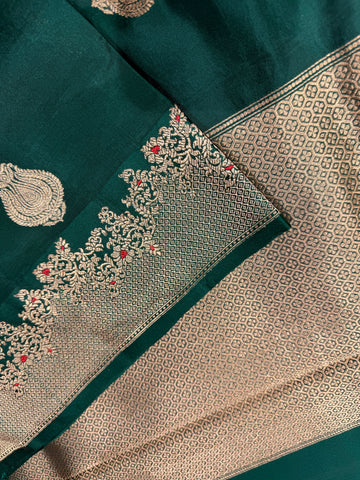 Pure Banarasi Kora Silk -Green