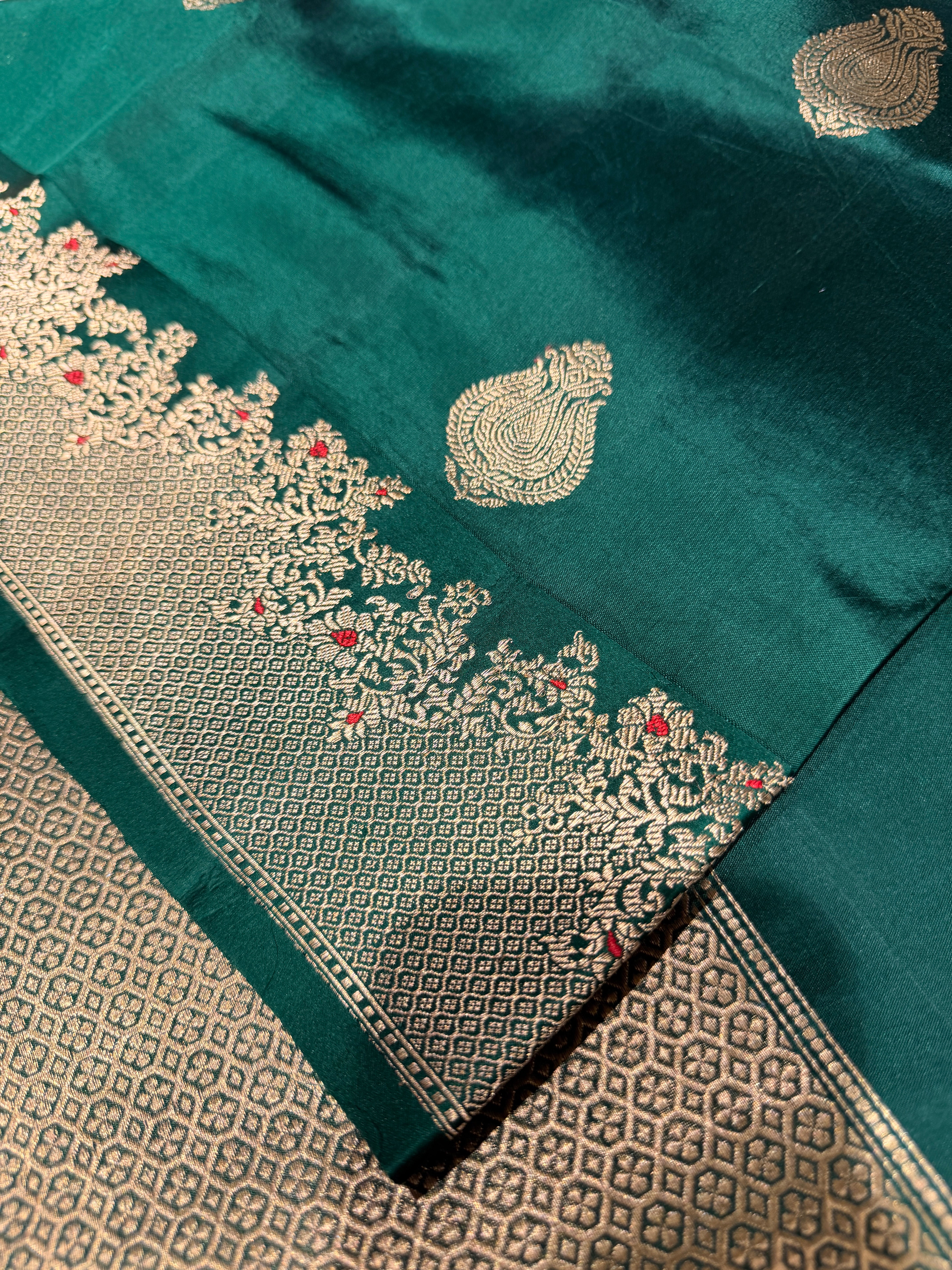Pure Banarasi Kora Silk -Green