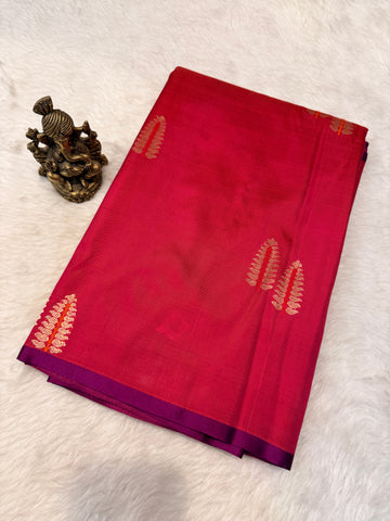 Pure Banarasi Designer Saree- Reddish Pink