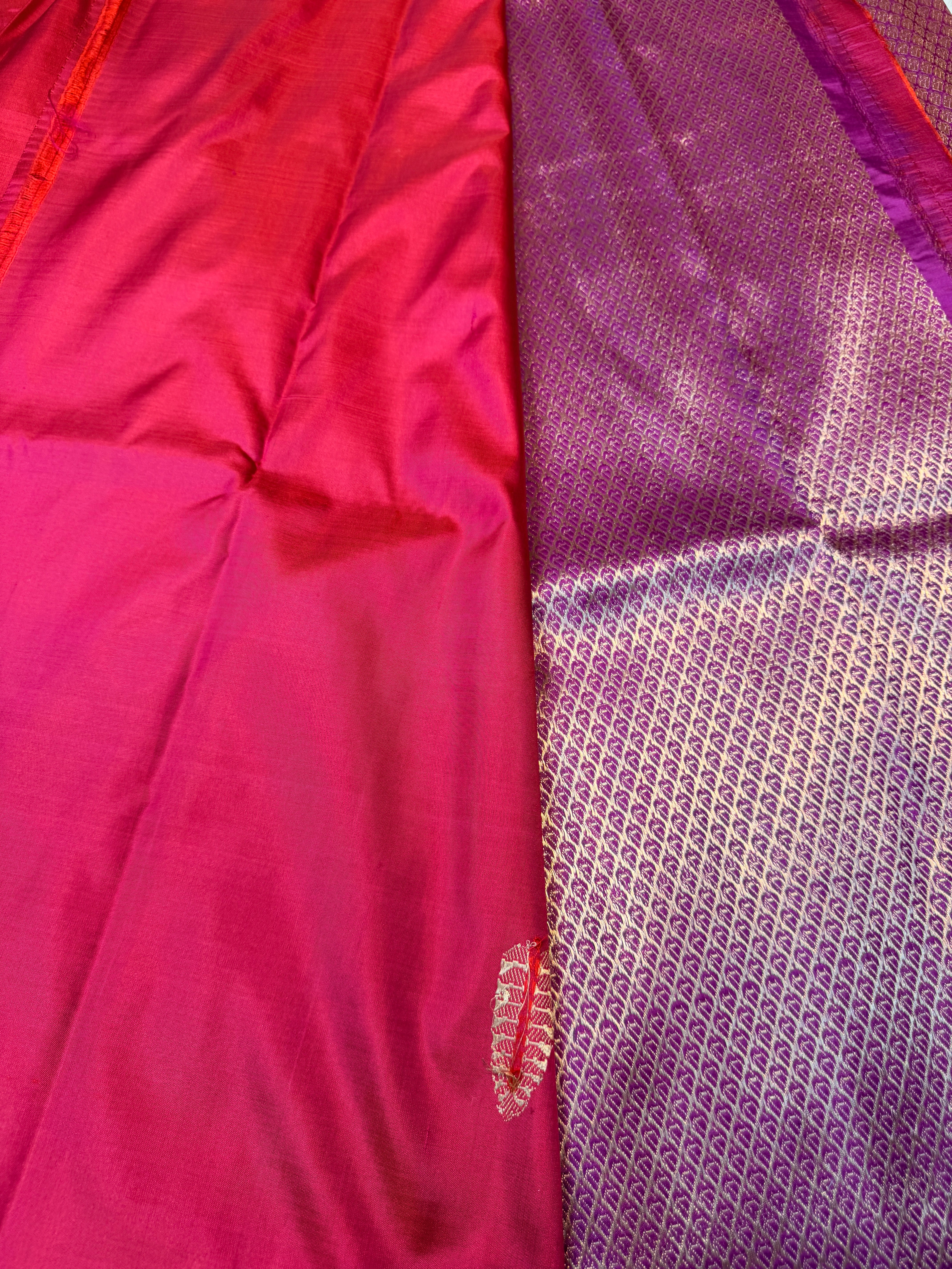 Pure Banarasi Designer Saree- Reddish Pink
